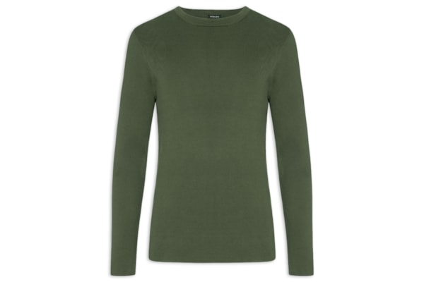 Suéter Masculino Tricot Manga Longa Over Solid Cotton - Verde