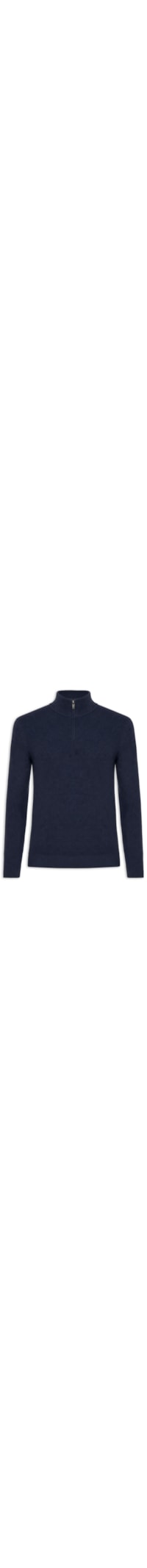 Suéter Masculino Tricot Meio Zíper Texturizado - Azul
