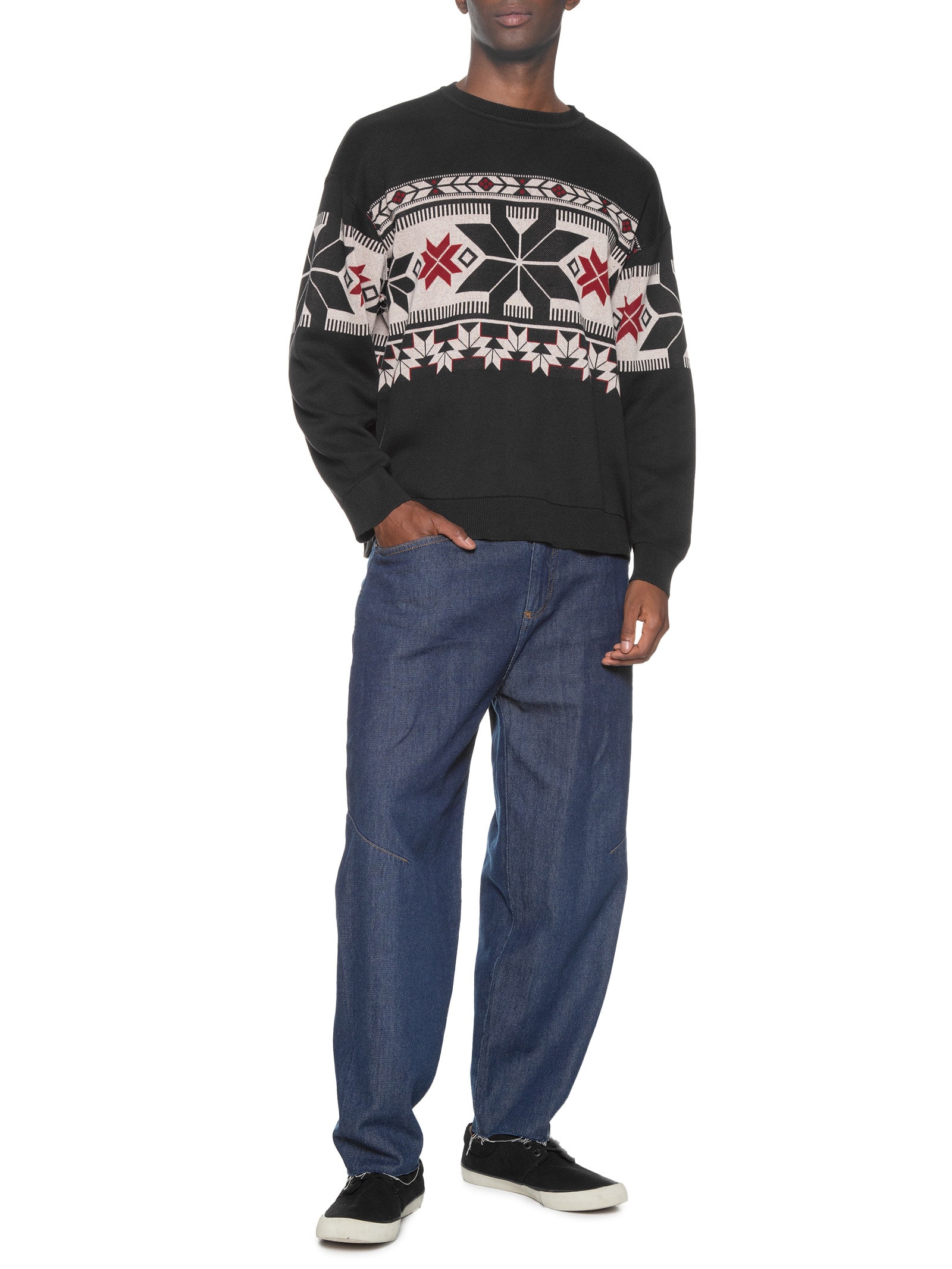 Osklen - Suéter Masculino Tricot Over Cristal Manga Longa - Preto