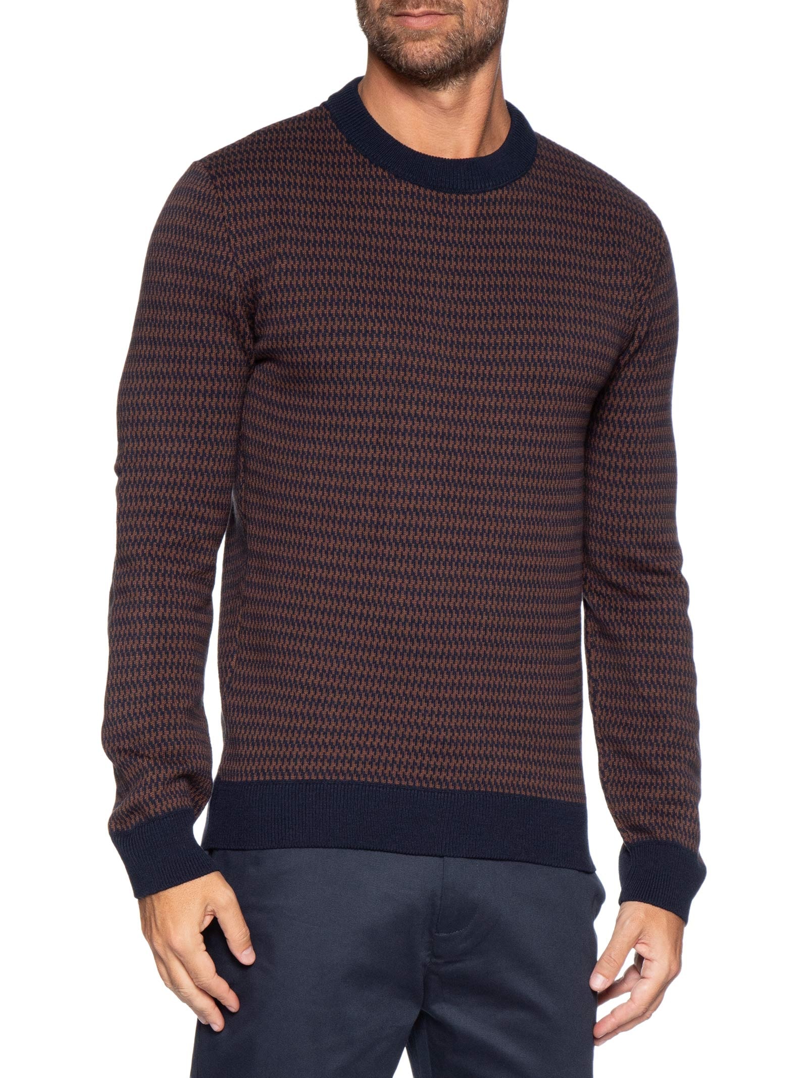 Suéter Masculino Tricot Pied De Poule Azul Calvin Klein - White Label