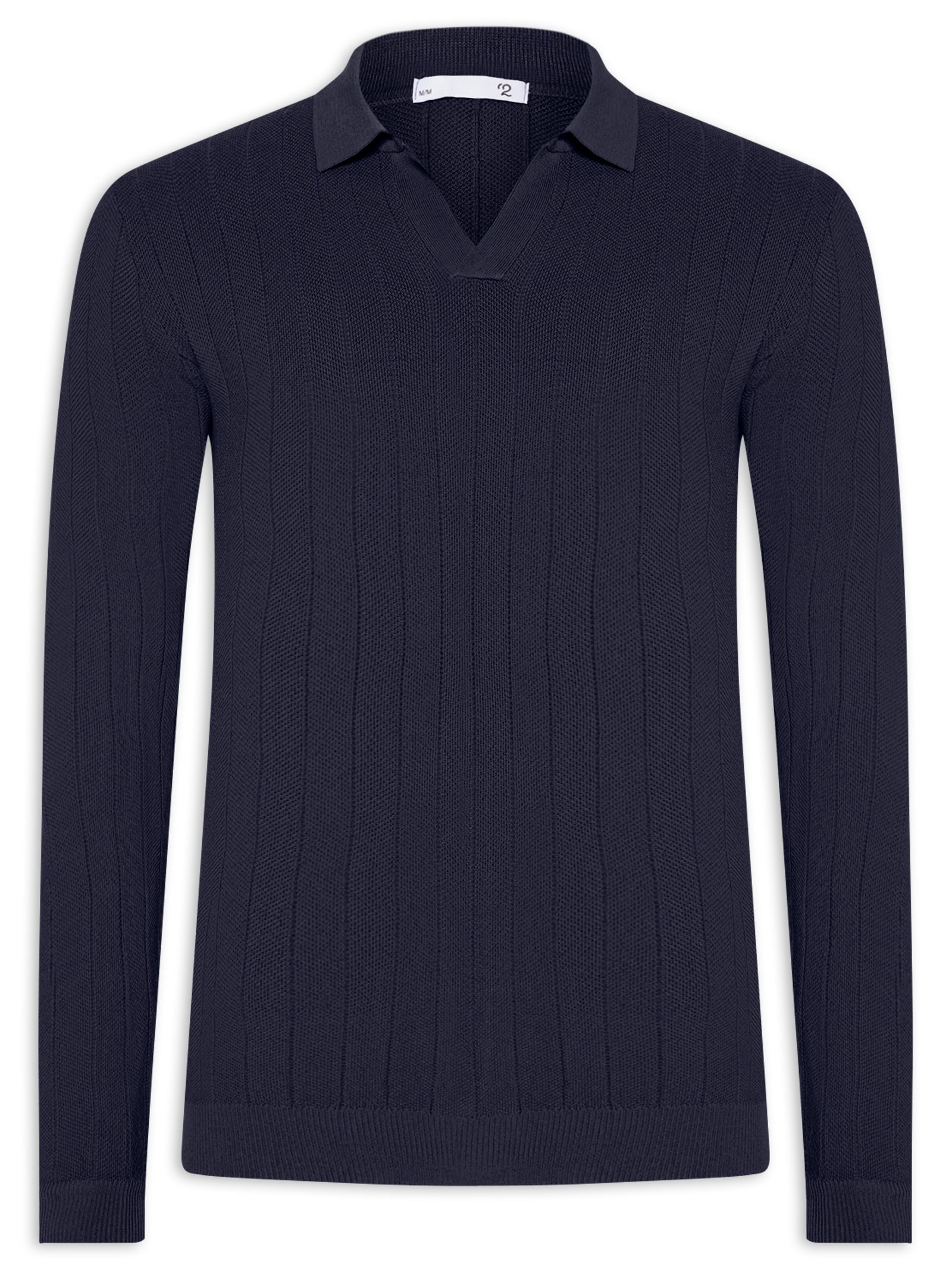 Suéter Masculino Tricot Polo Com Textura Azul '2 Essential