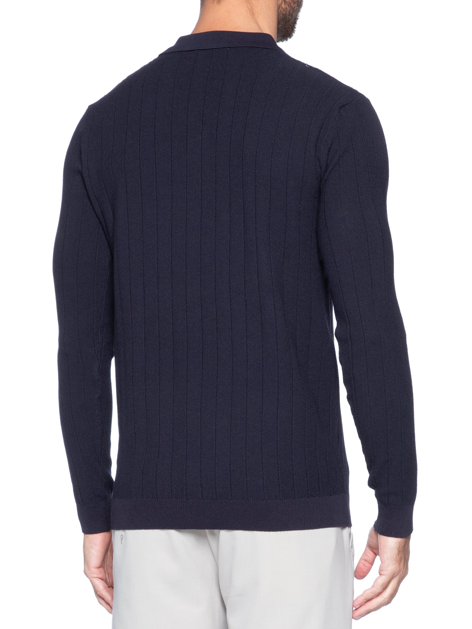Suéter Masculino Tricot Polo Com Textura Azul '2 Essential