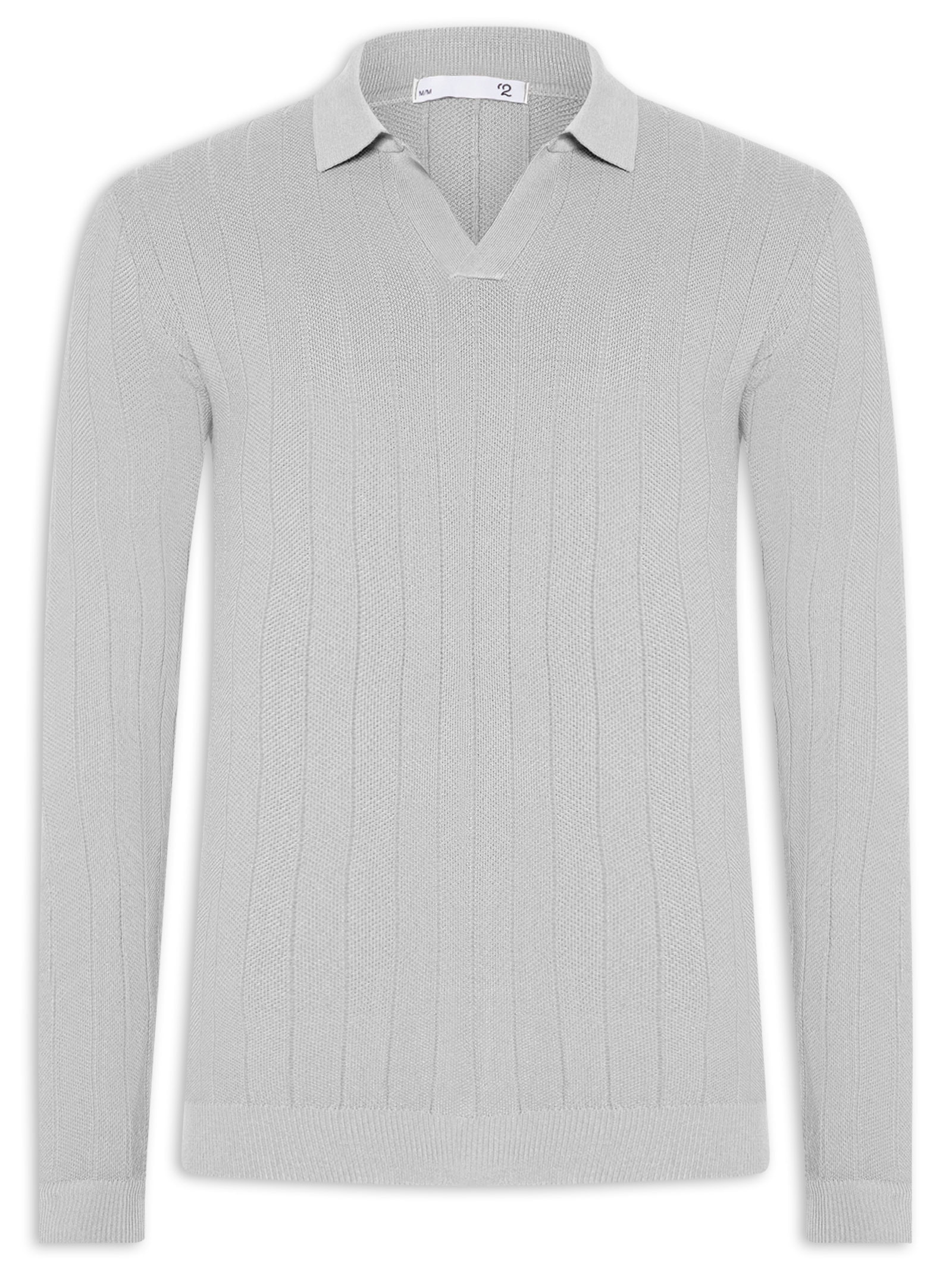 Suéter Masculino Tricot Polo Com Textura Cinza '2 Essential