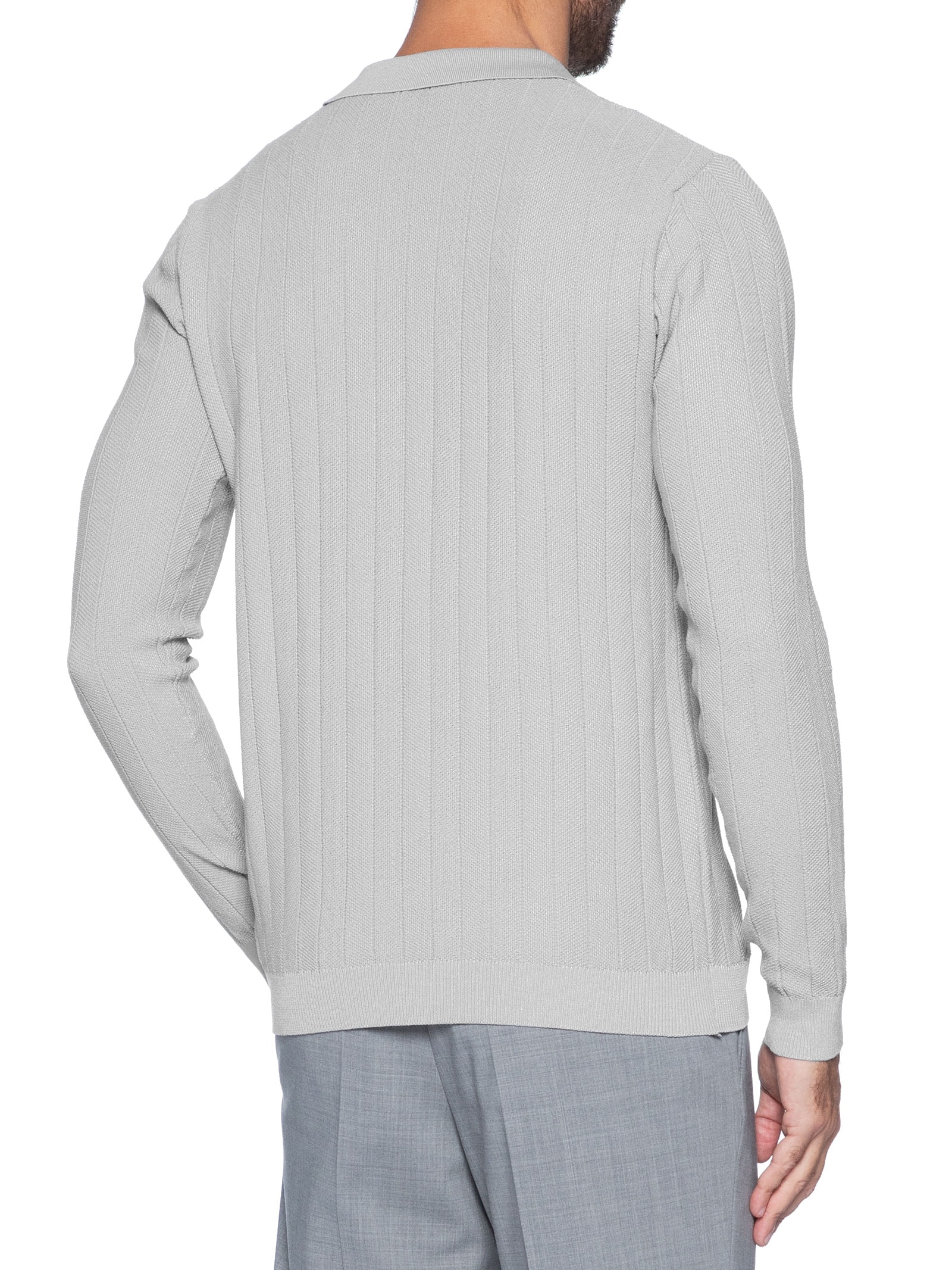 Suéter Masculino Tricot Polo Com Textura Cinza '2 Essential