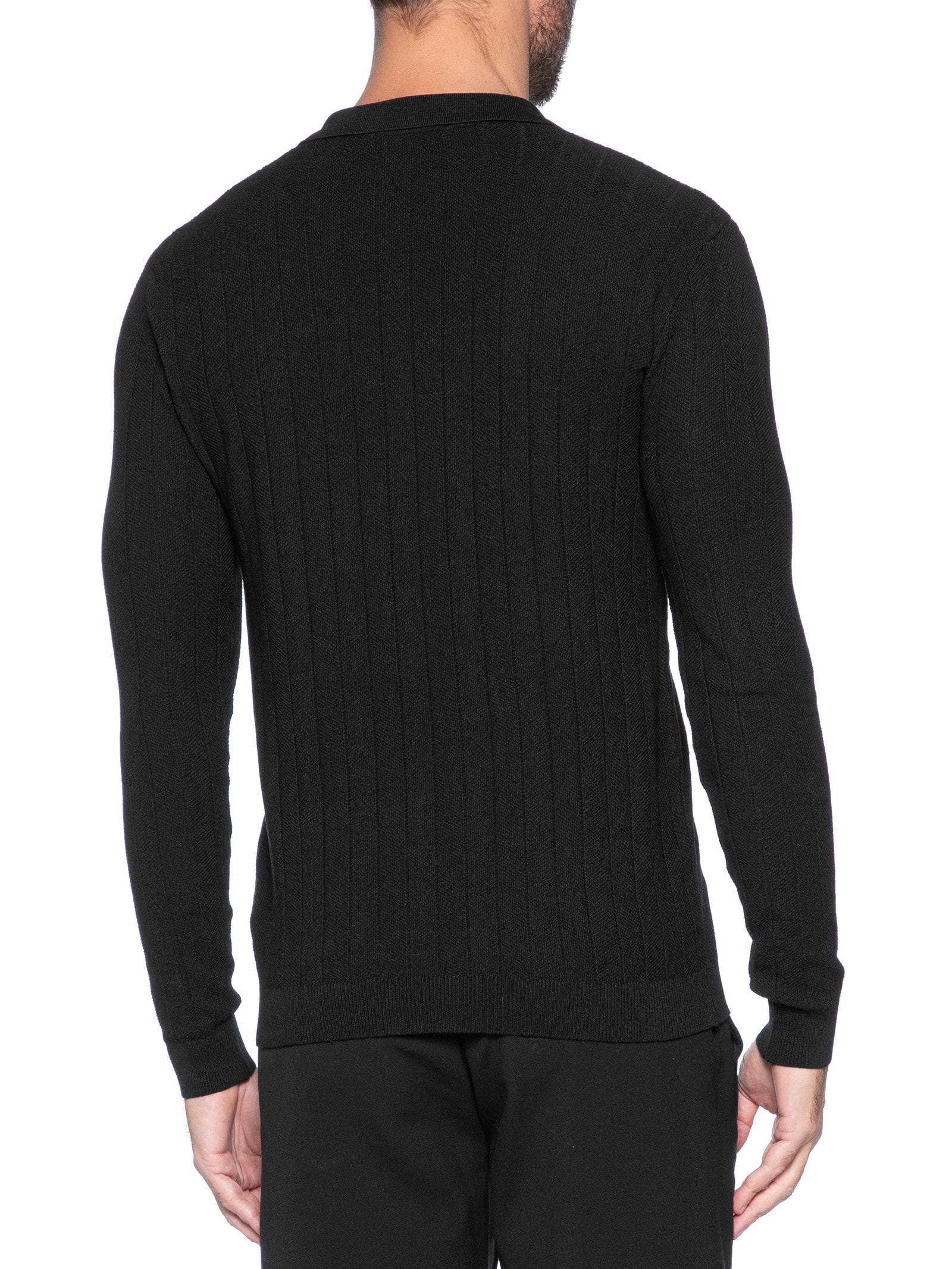 Suéter Masculino Tricot Polo Com Textura Preto '2 Essential