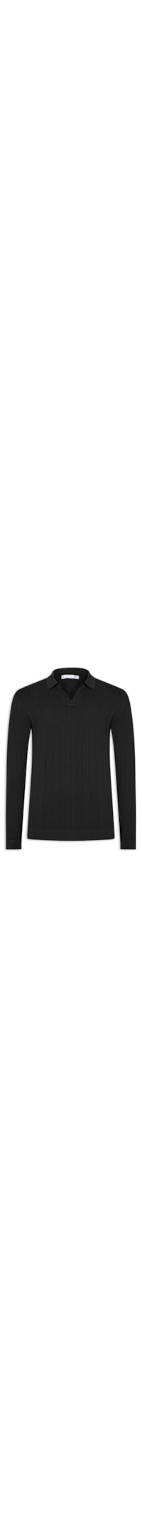 Suéter Masculino Tricot Polo Com Textura - Preto