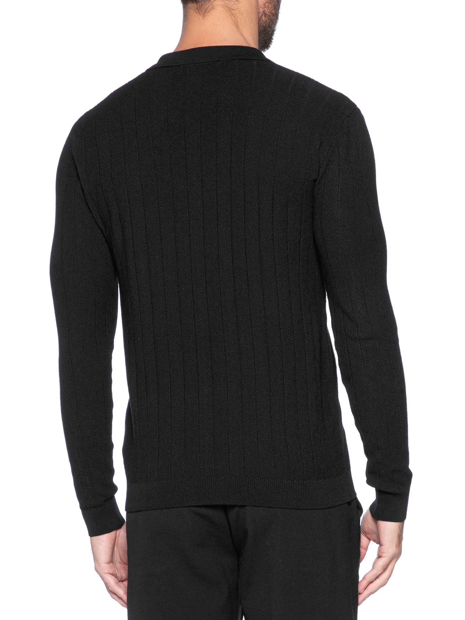 Suéter Masculino Tricot Polo Com Textura Preto '2 Essential