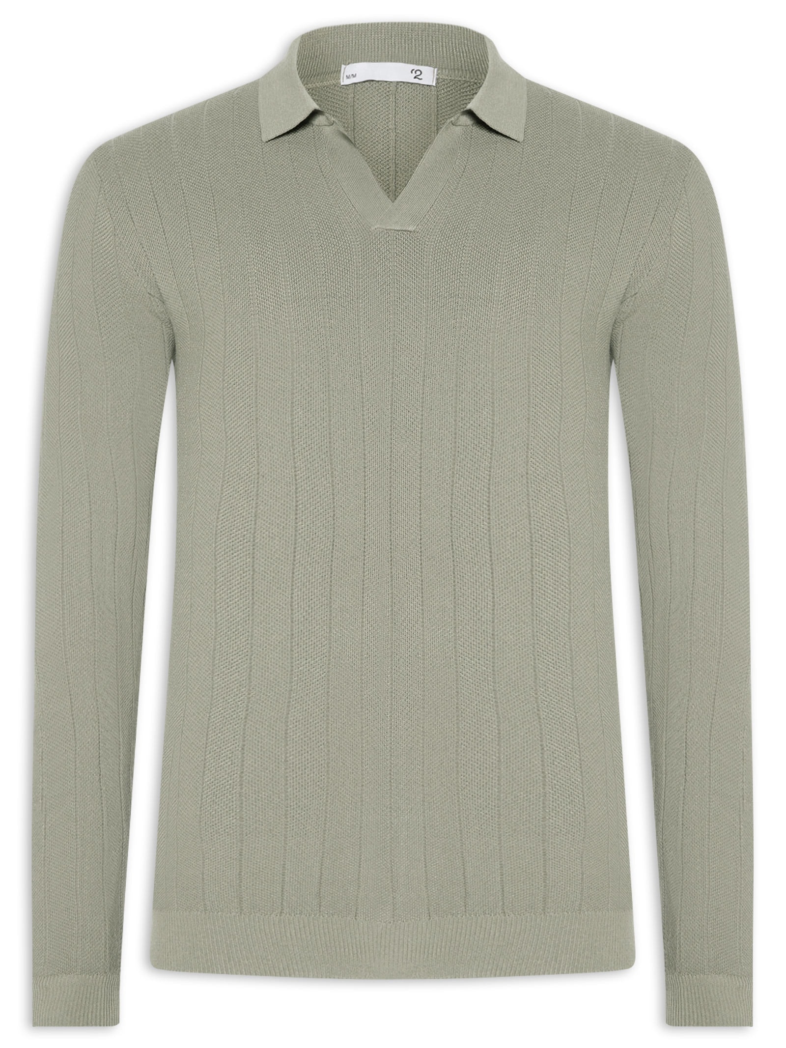 Suéter Masculino Tricot Polo Com Textura Verde '2 Essential