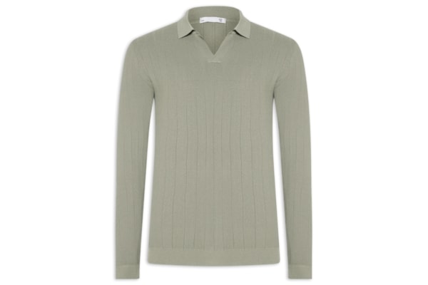 Suéter Masculino Tricot Polo Com Textura - Verde