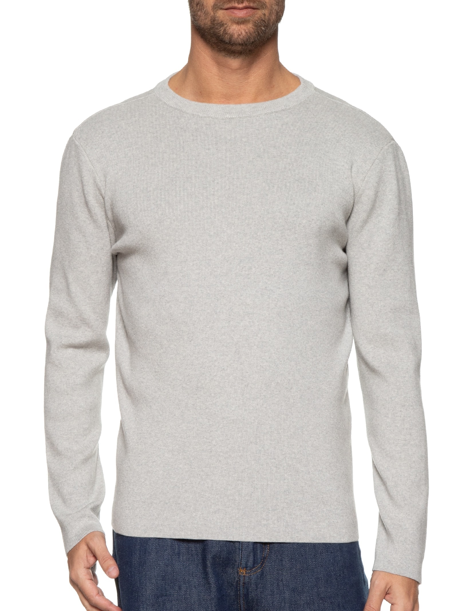 Suéter Masculino Tricot Solid Cotton Cinza Osklen