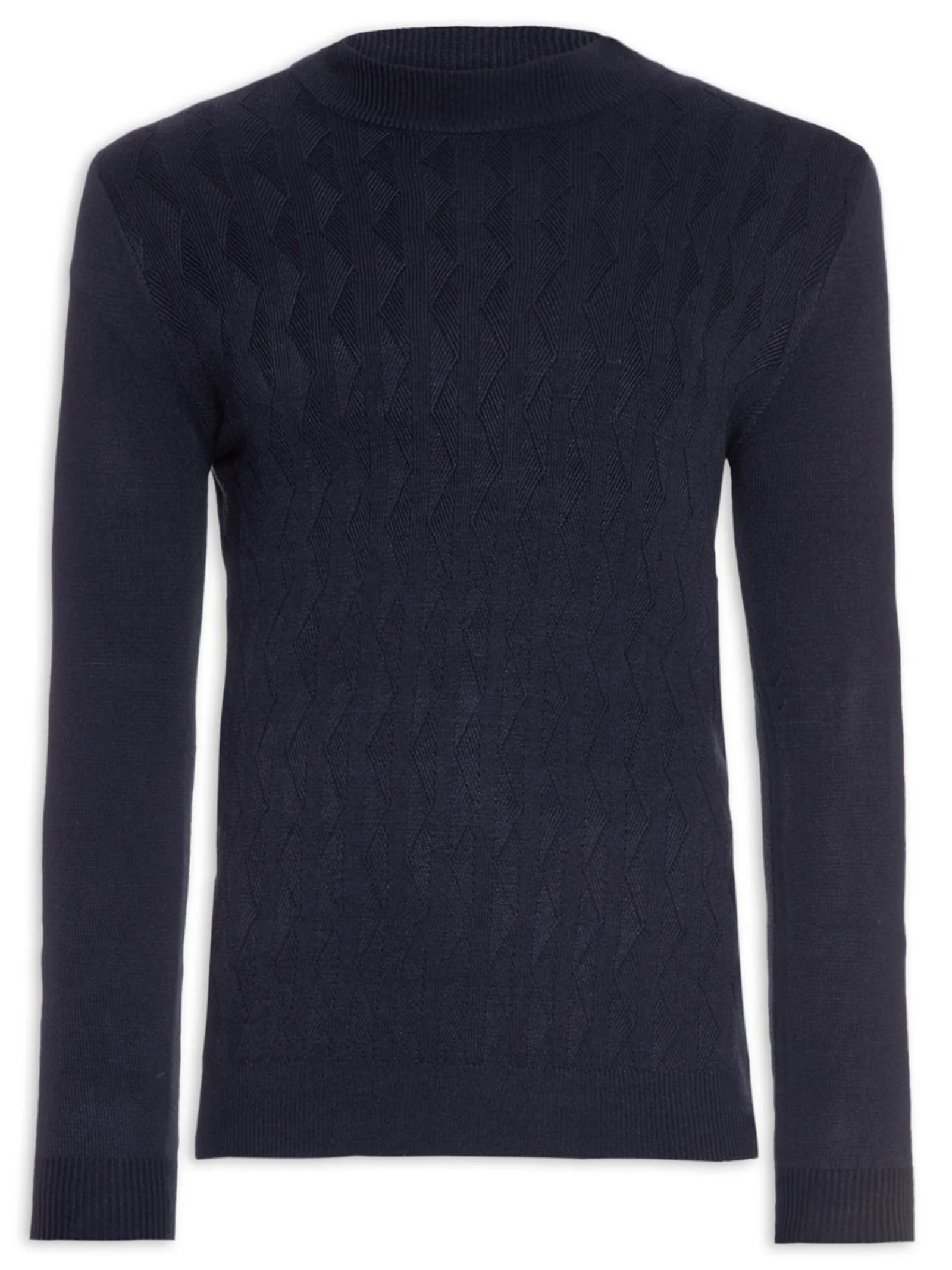 Suéter Masculino Tricot Textura Gola Alta Azul '2 Essential