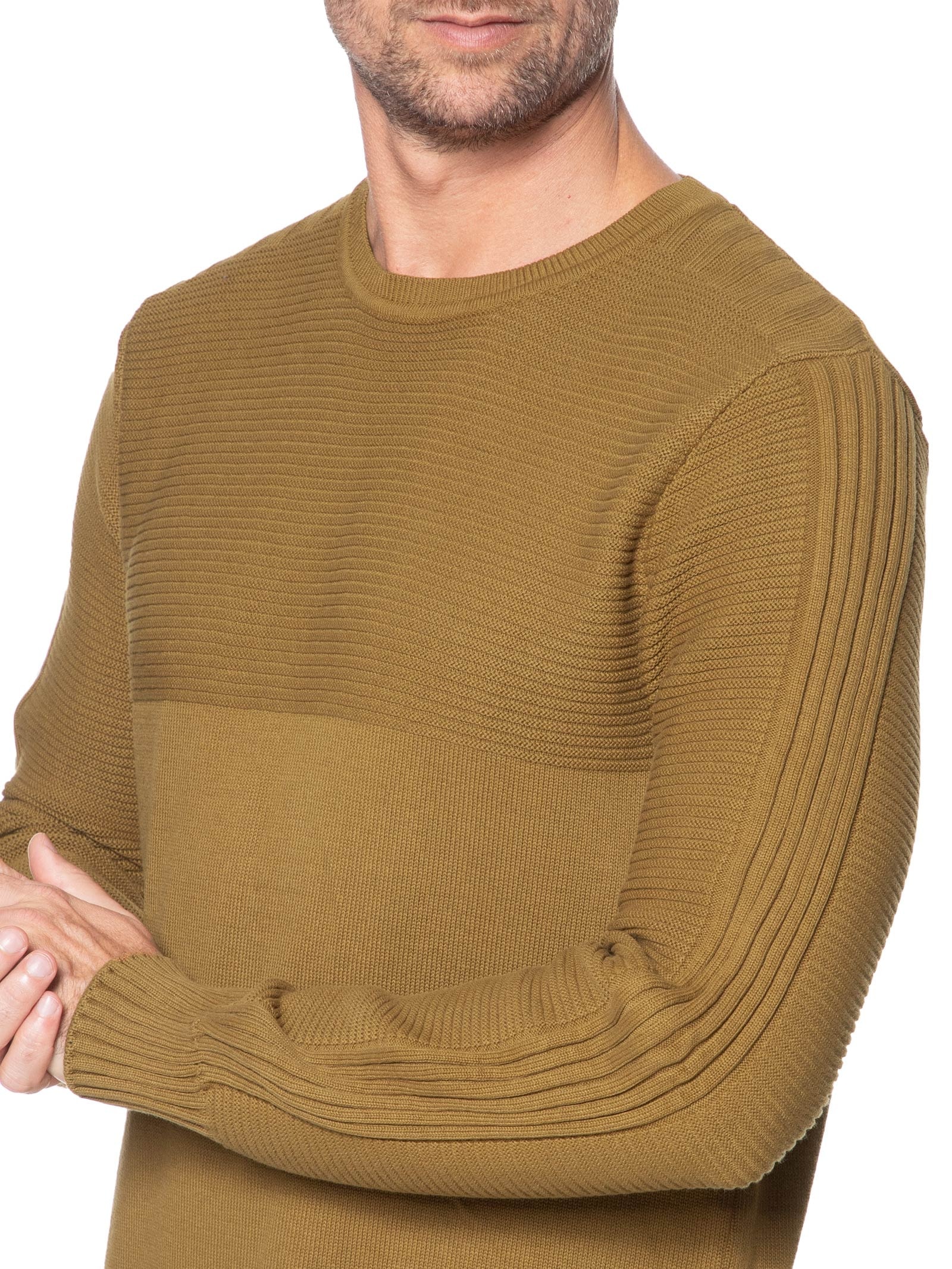 Suéter Masculino Tricot Texturas Marrom Foxton