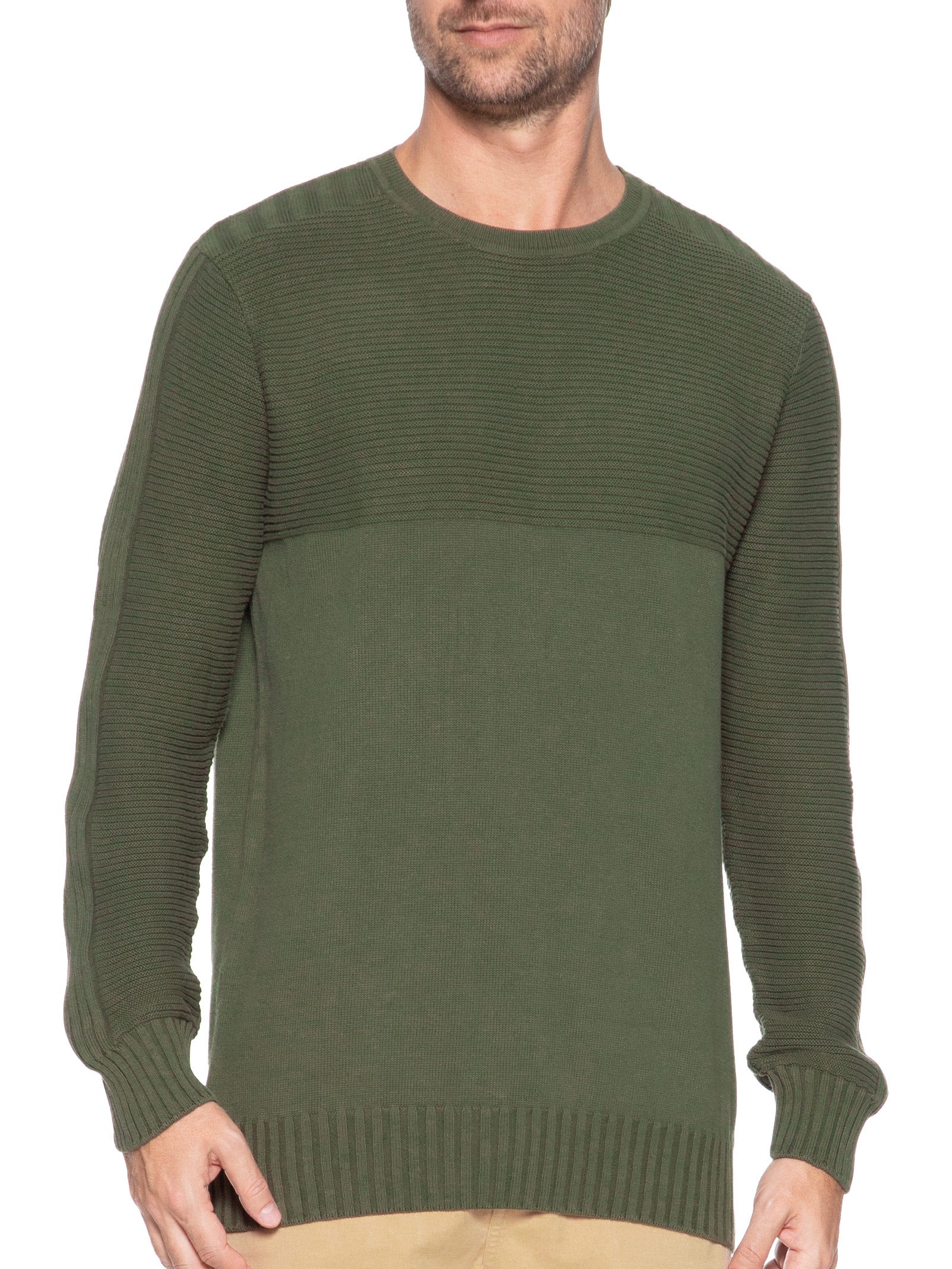Suéter Masculino Tricot Texturas Verde Foxton