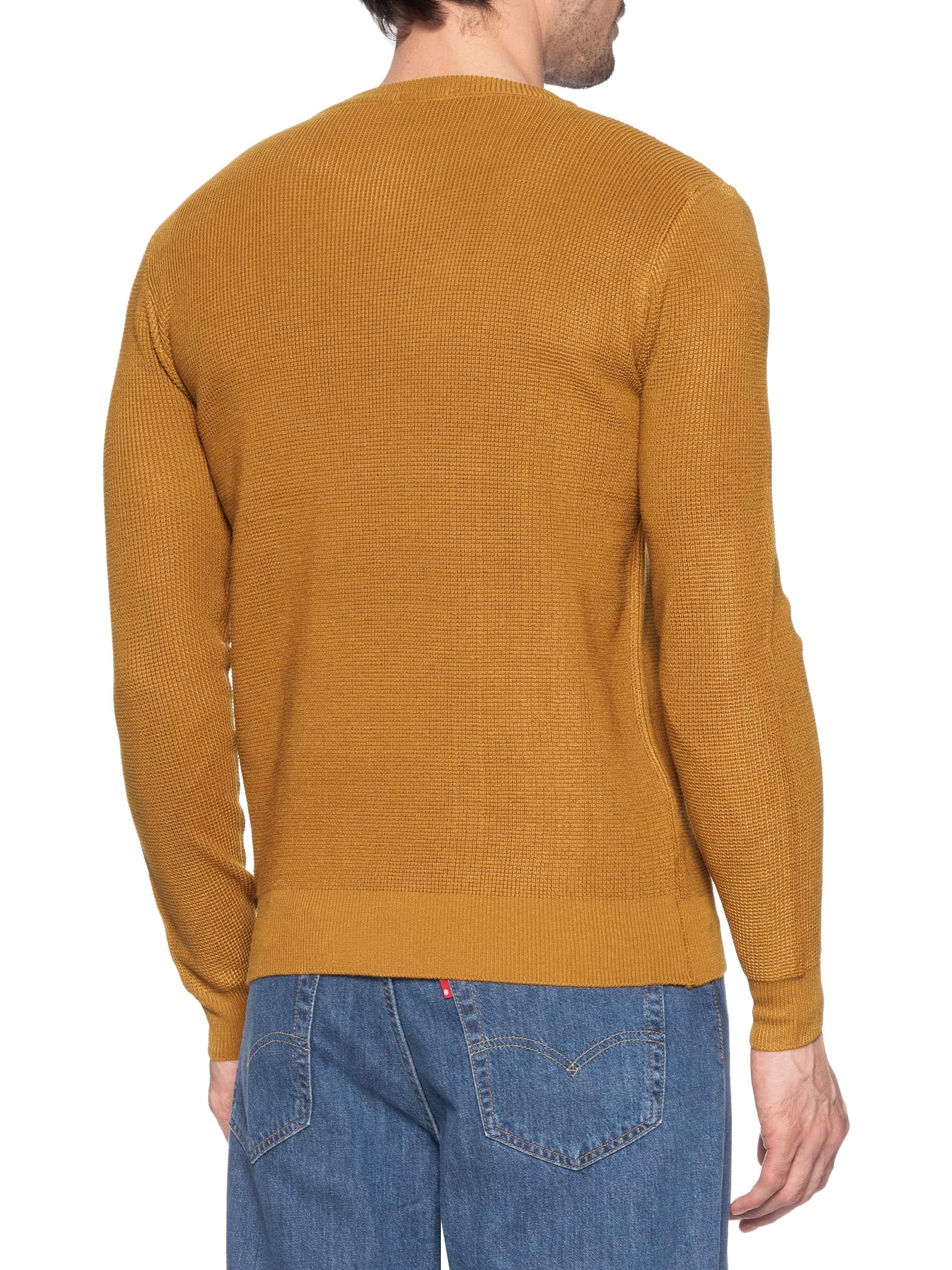 Suéter Masculino Tricot Texturizado Gola Redonda Amarelo Basiq Men