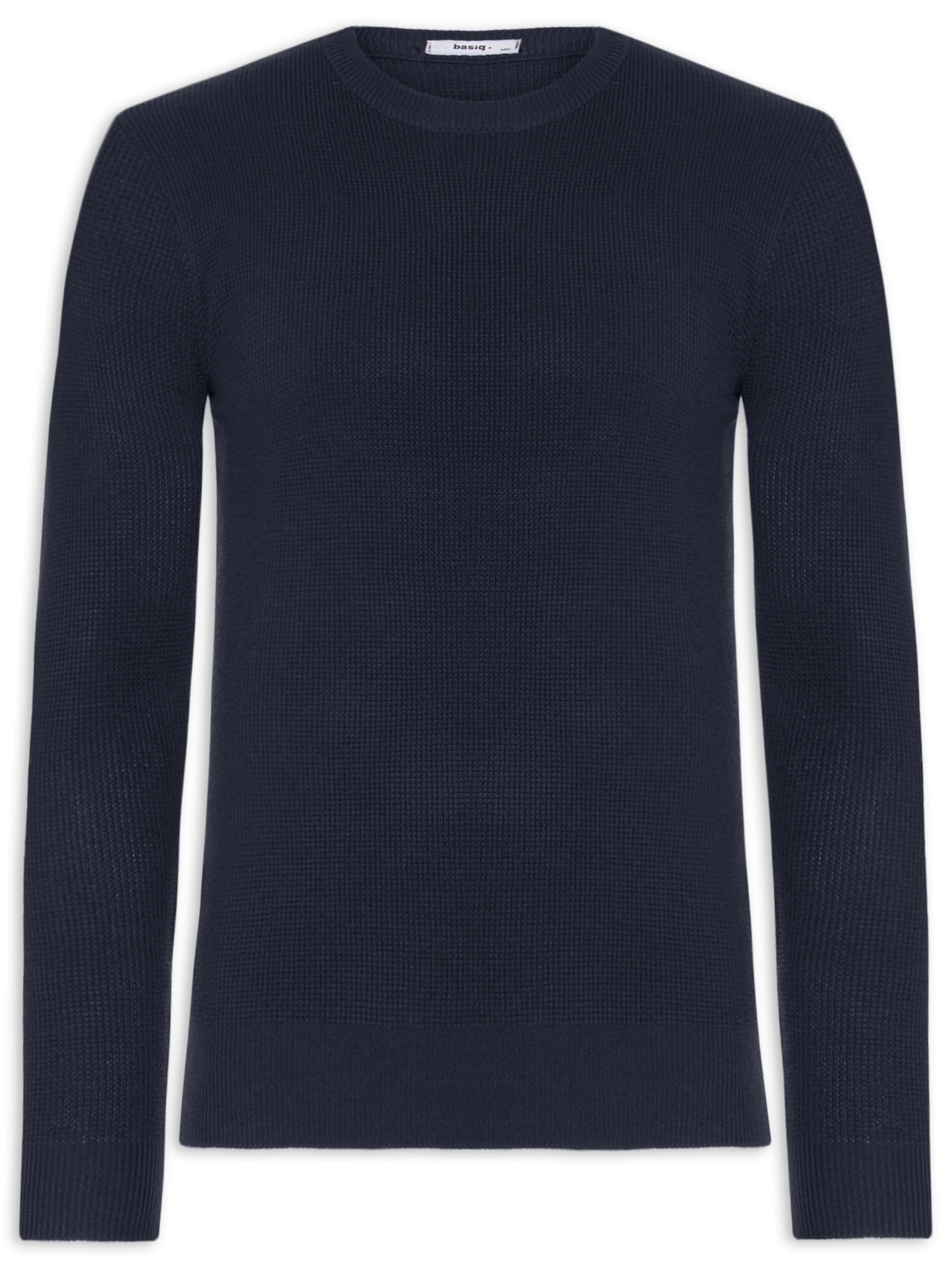 Suéter Masculino Tricot Texturizado Gola Redonda Azul Basiq Men
