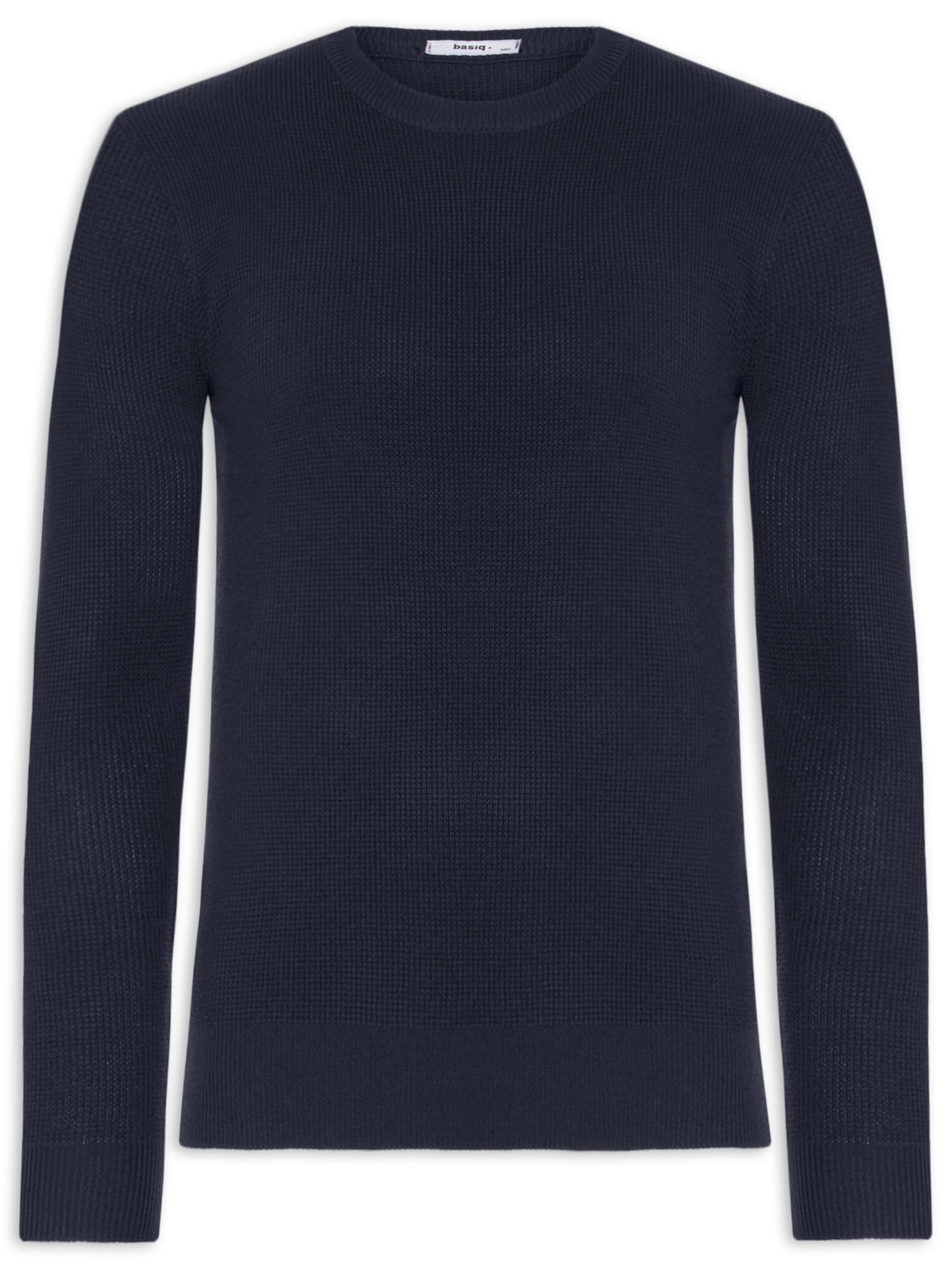 Suéter Masculino Tricot Texturizado Gola Redonda Azul Basiq Men