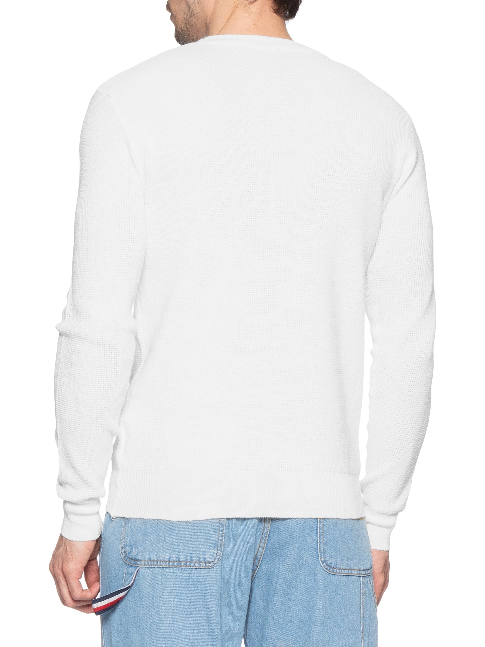 Suéter Masculino Tricot Texturizado Gola Redonda Branco Basiq Men