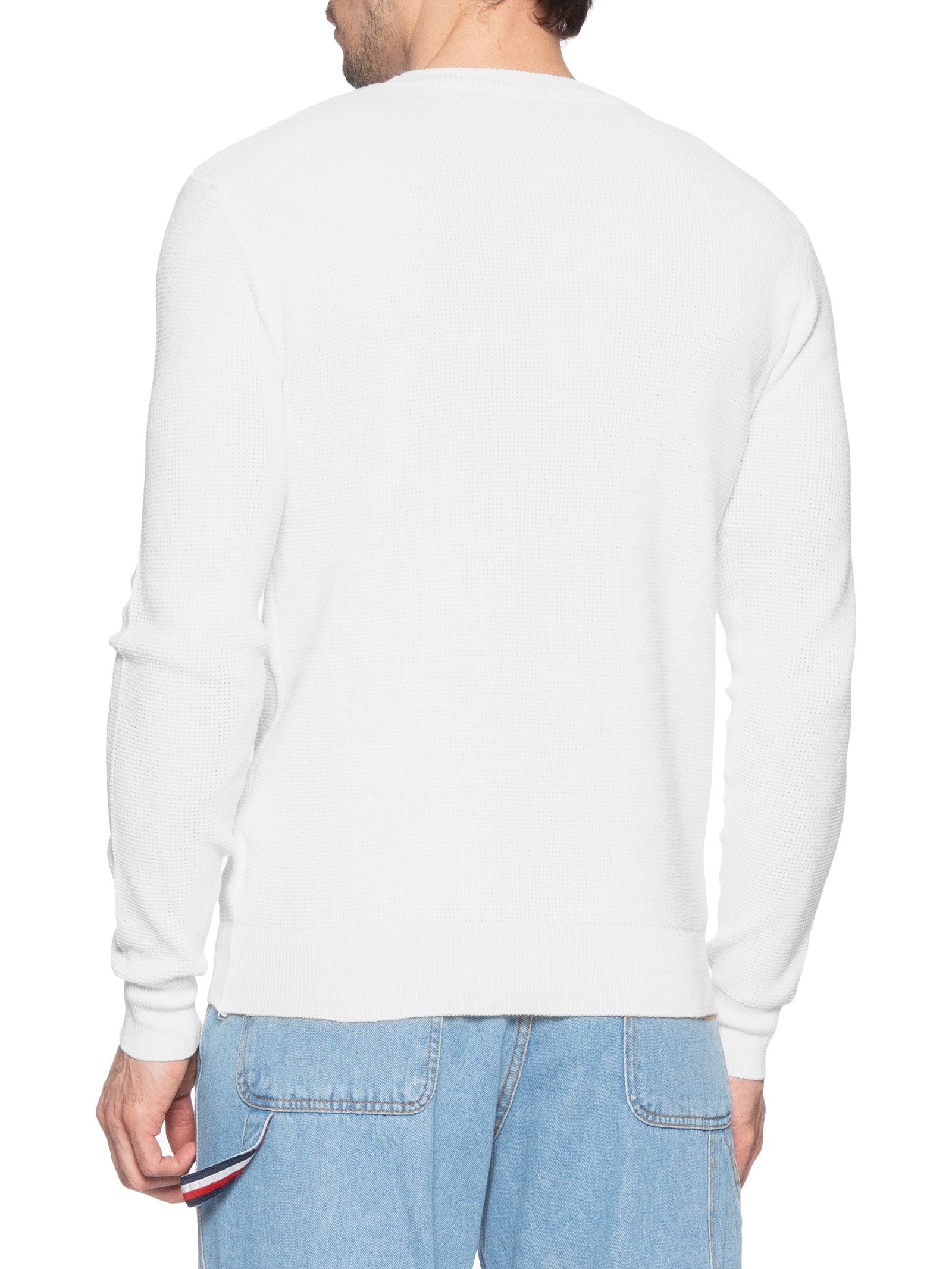 Suéter Masculino Tricot Texturizado Gola Redonda Branco Basiq Men