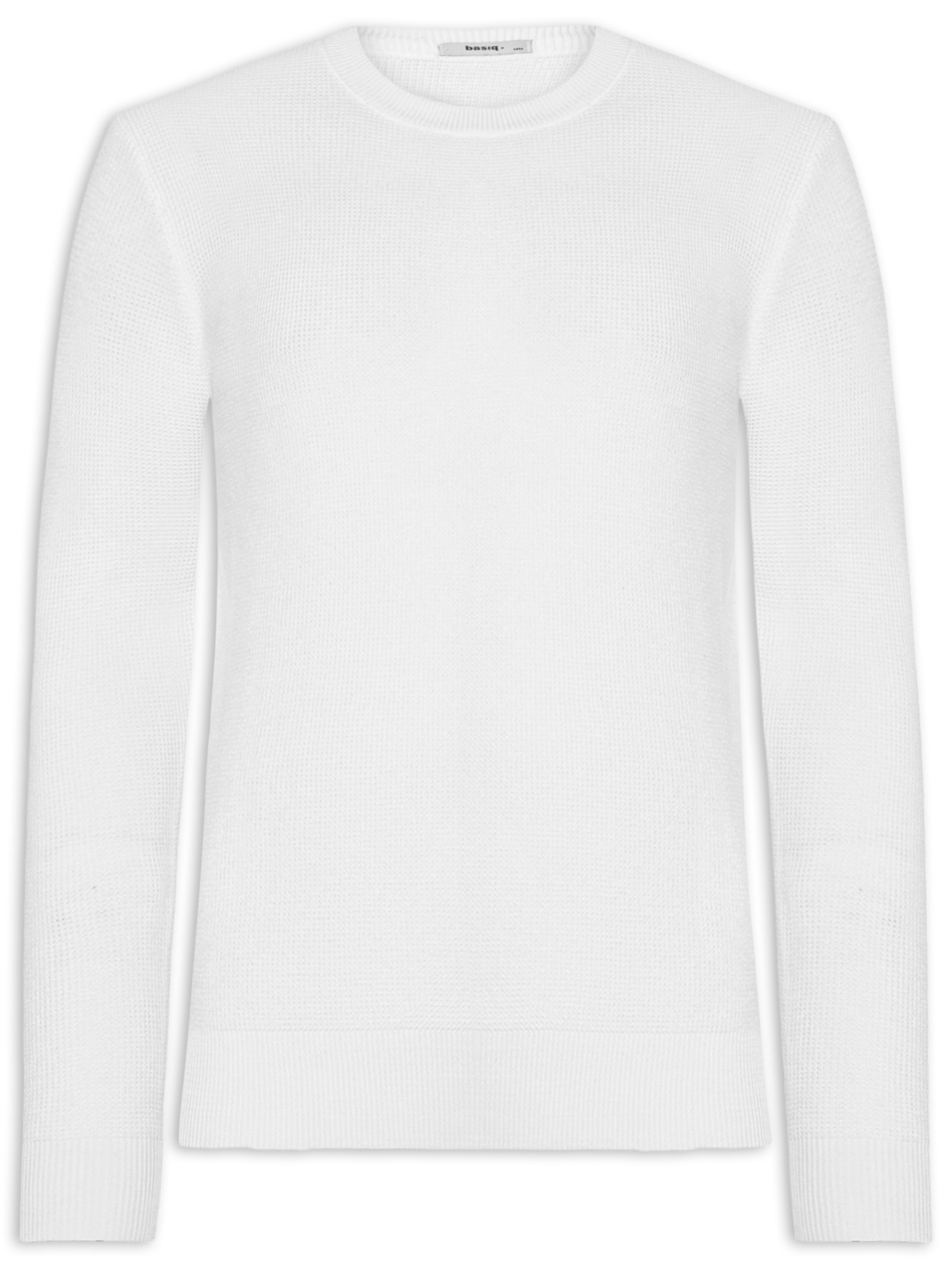 Suéter Masculino Tricot Texturizado Gola Redonda Branco Basiq Men