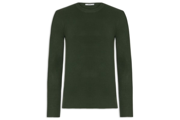 Suéter Masculino Tricot Texturizado Gola Redonda - Verde