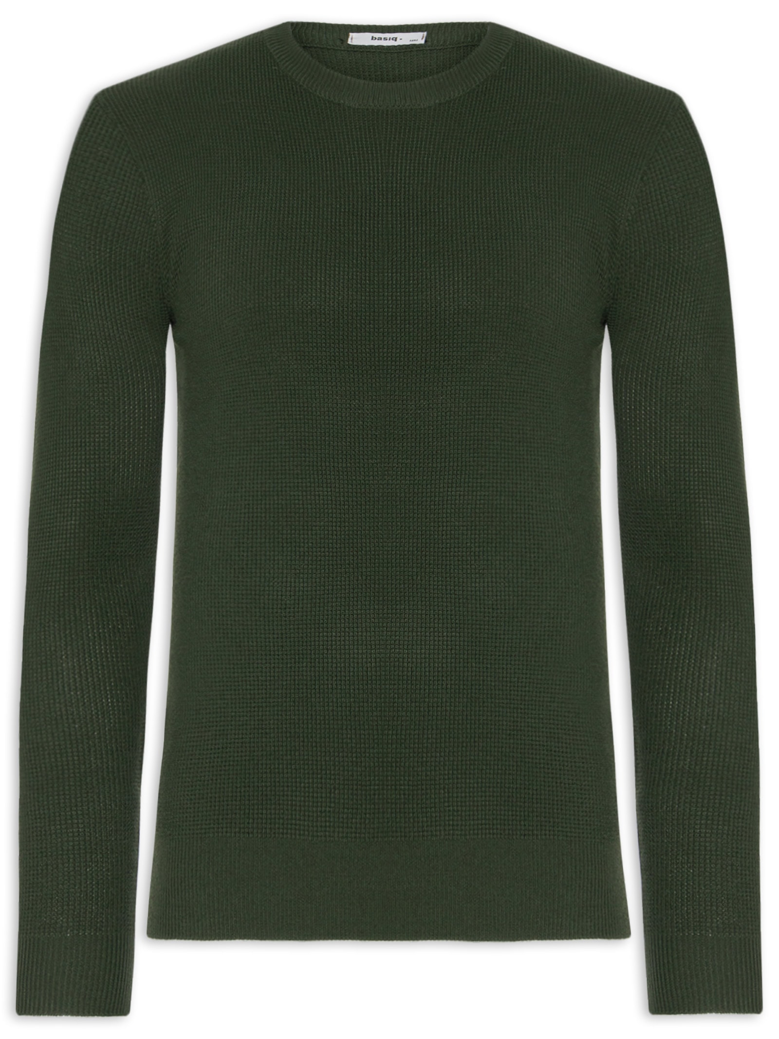 Suéter Masculino Tricot Texturizado Gola Redonda Verde Basiq Men