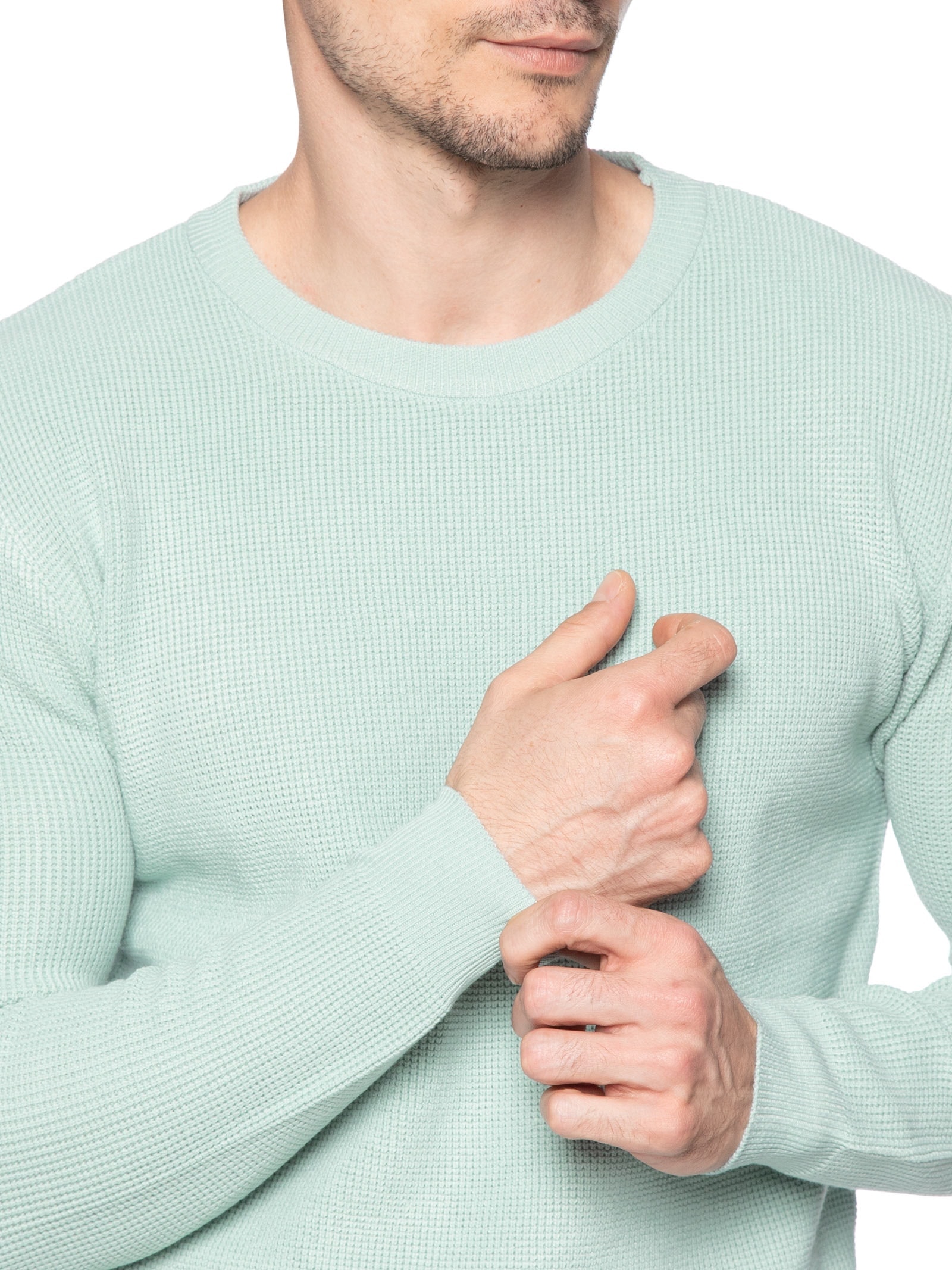 Suéter Masculino Tricot Texturizado Gola Redonda Verde Basiq Men