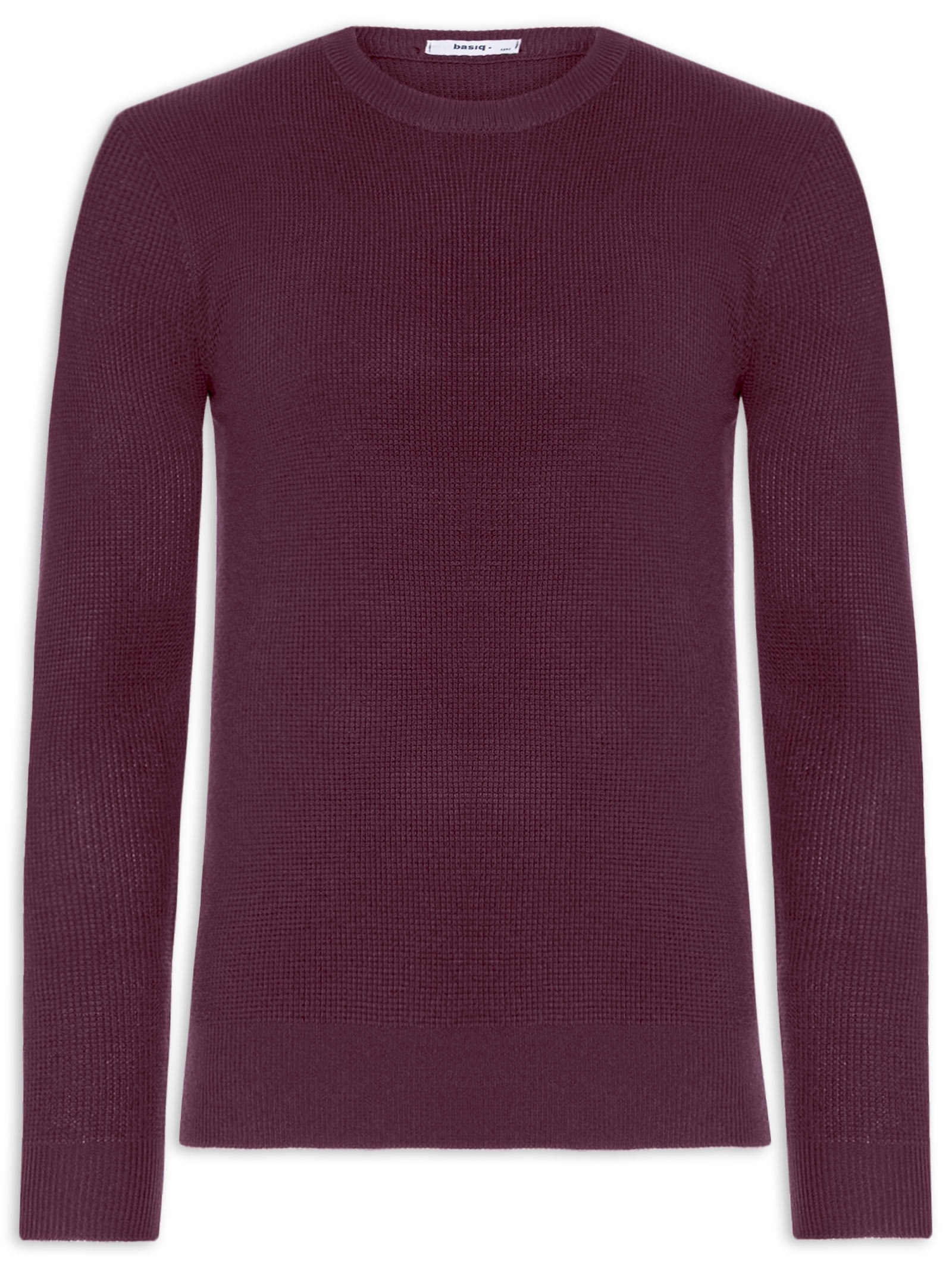 Suéter Masculino Tricot Texturizado Gola Redonda Vinho Basiq Men