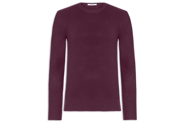 Suéter Masculino Tricot Texturizado Gola Redonda - Vinho
