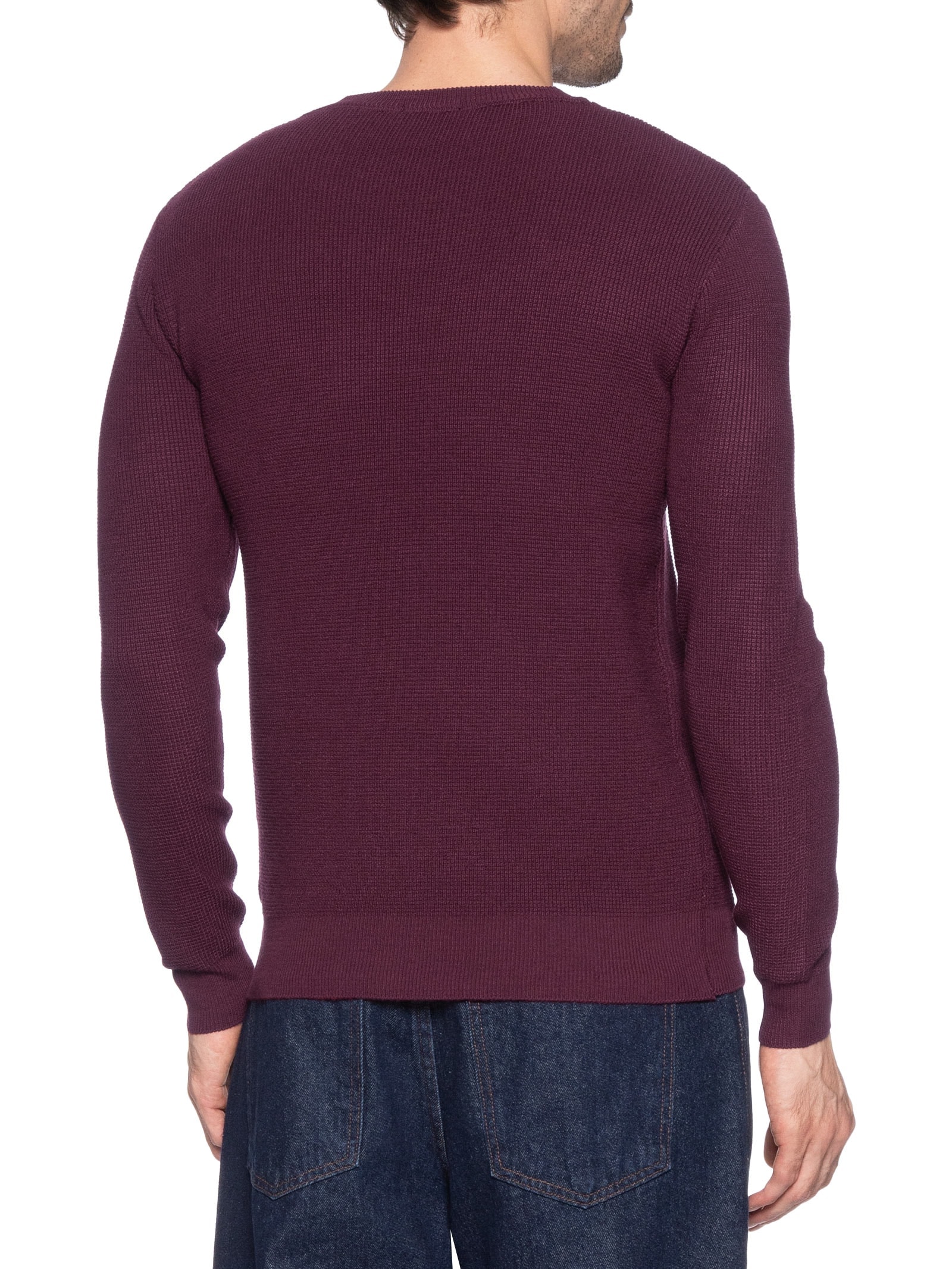 Suéter Masculino Tricot Texturizado Gola Redonda Vinho Basiq Men