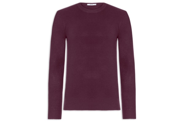Suéter Masculino Tricot Texturizado Gola Redonda - Vinho