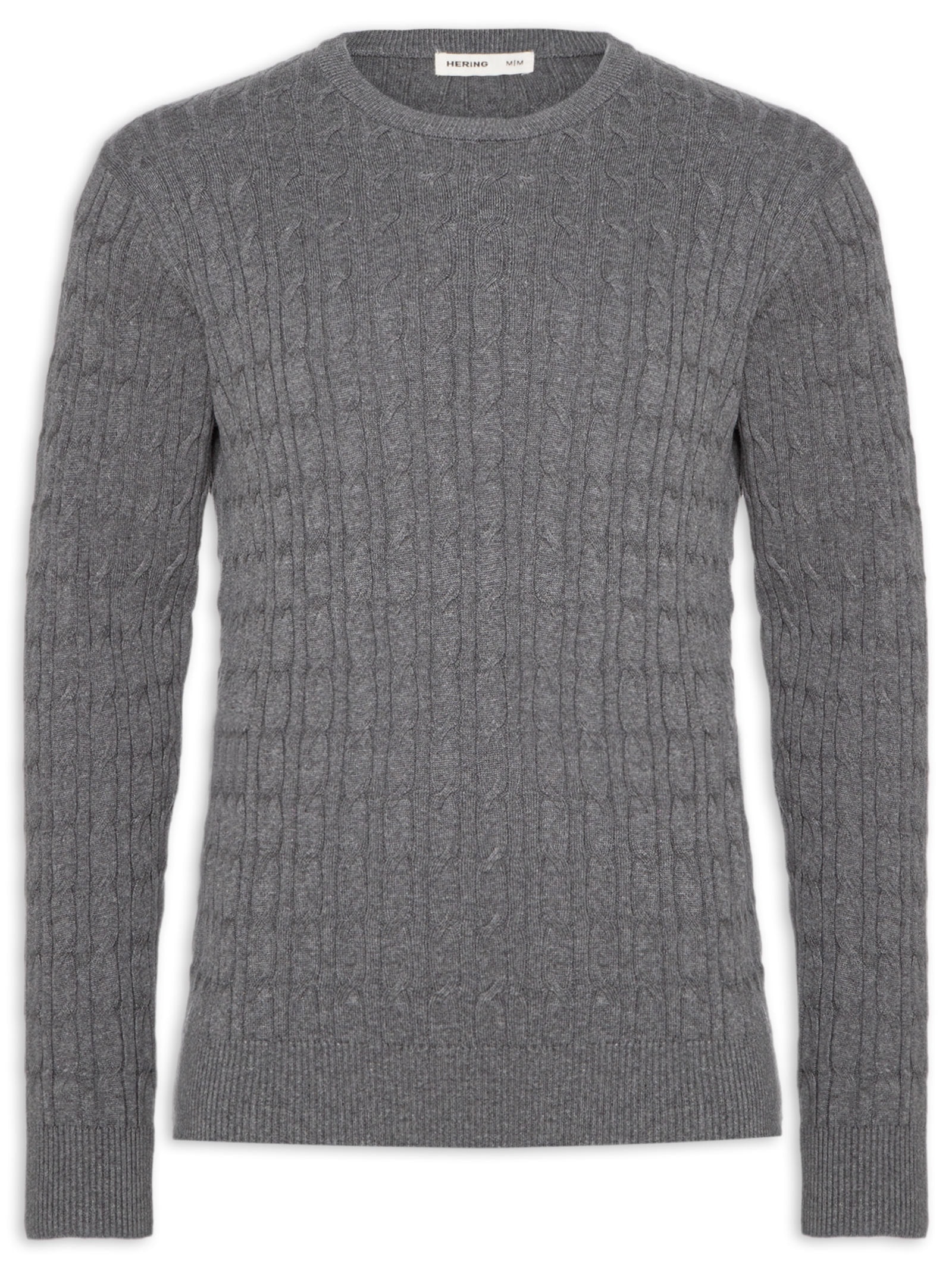 Suéter Masculino Tricot Trançado Cinza Hering