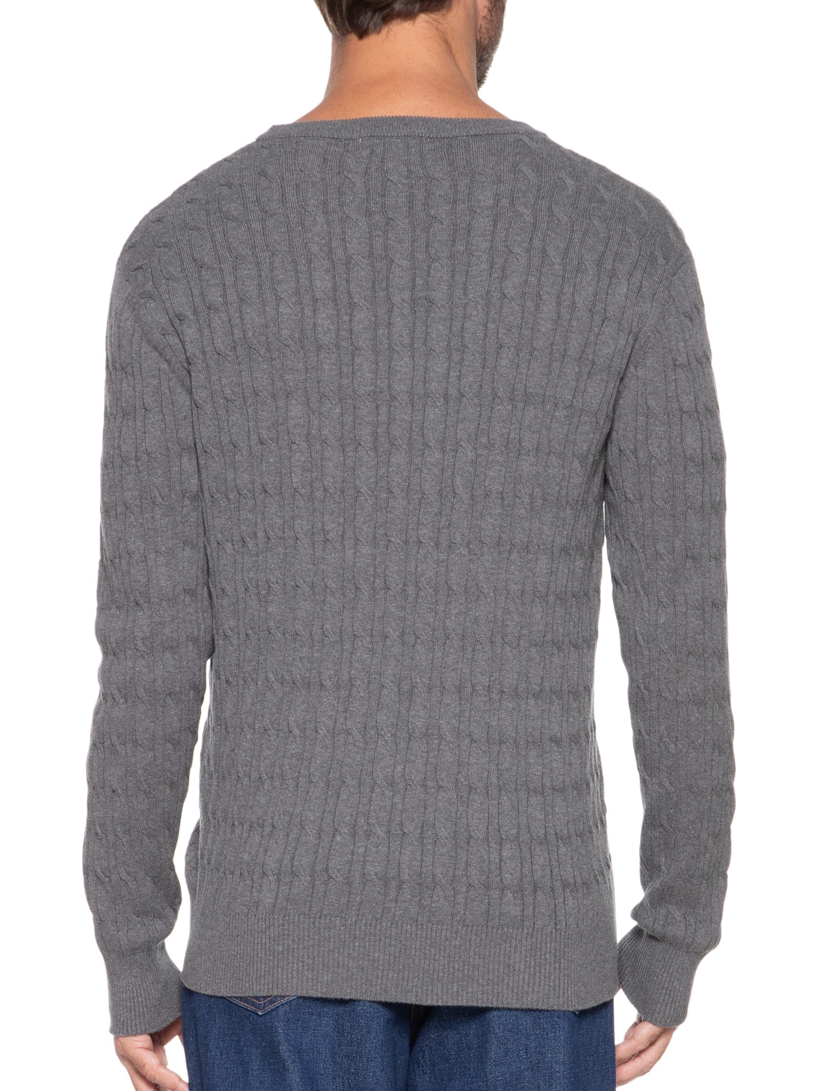 Suéter Masculino Tricot Trançado Cinza Hering