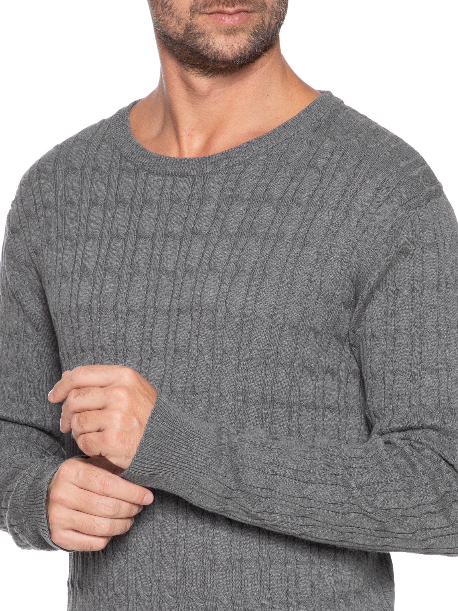 Suéter Masculino Tricot Trançado Cinza Hering