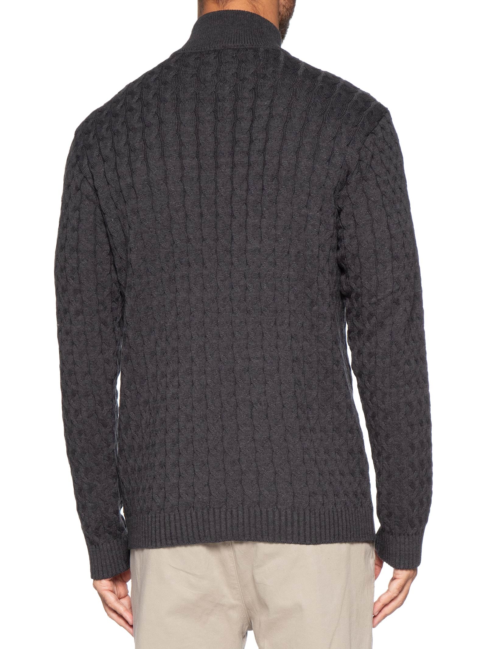 Suéter Masculino Tricot Trançado Half Zíper Preto Pineapple