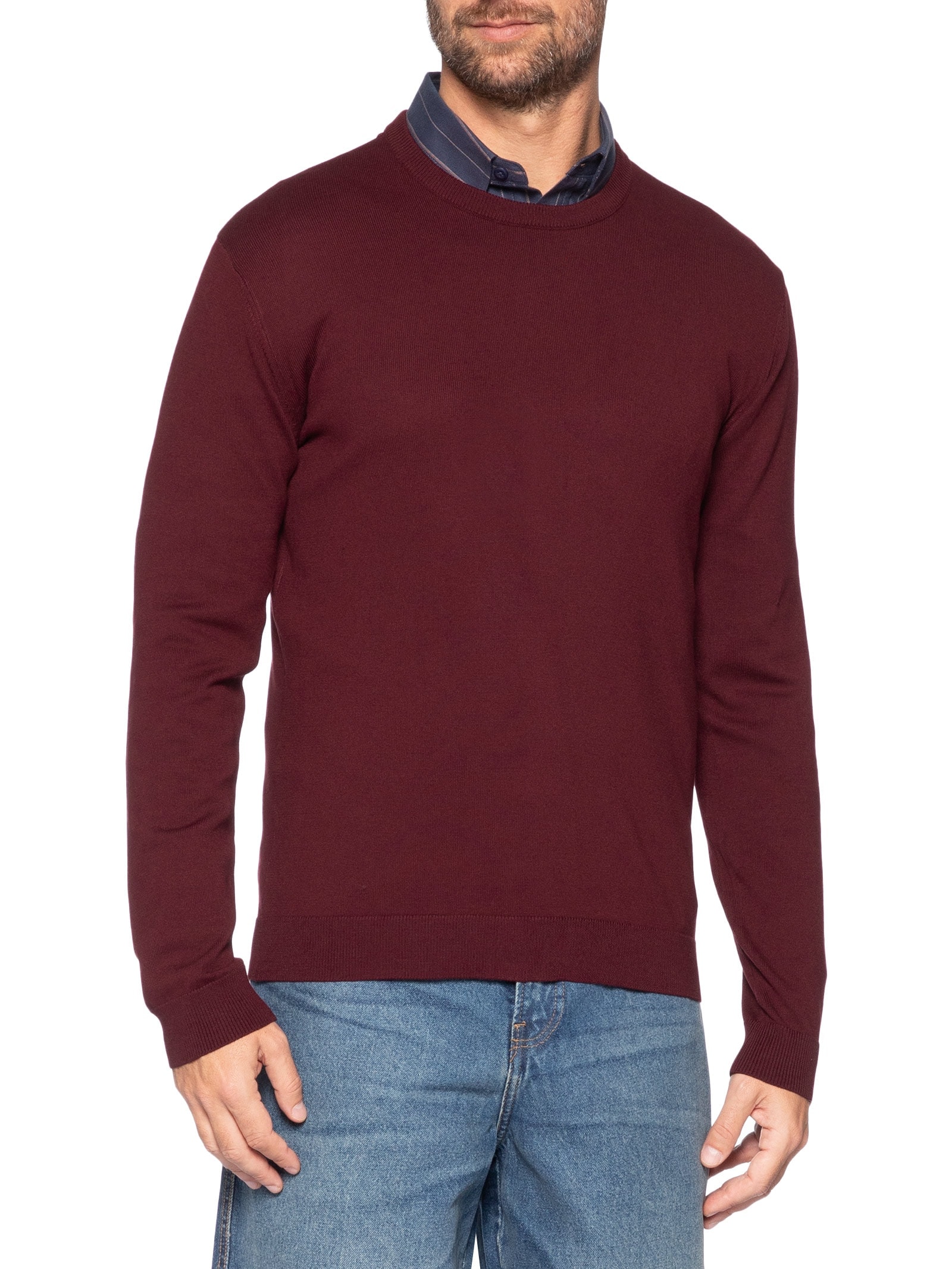 Suéter Masculino Tricot Viscose Com Logo Vermelho Calvin Klein Jeans