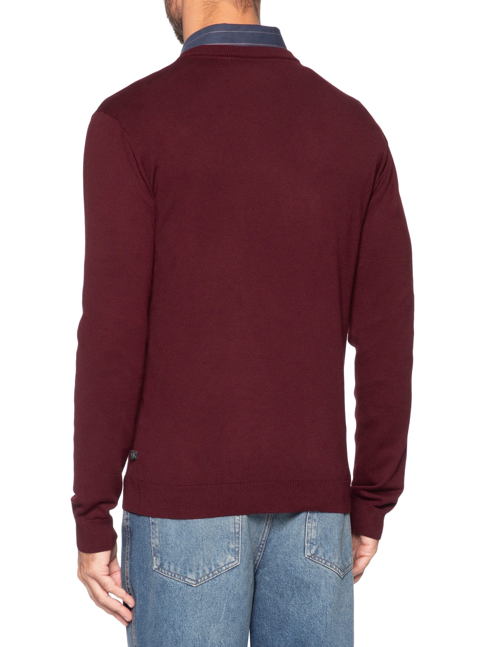 Suéter Masculino Tricot Viscose Com Logo Vermelho Calvin Klein Jeans