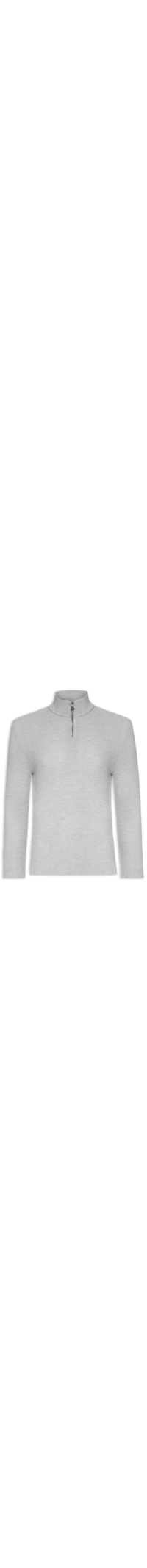 Suéter Masculino Tricot Waffle Meio Zíper - Cinza