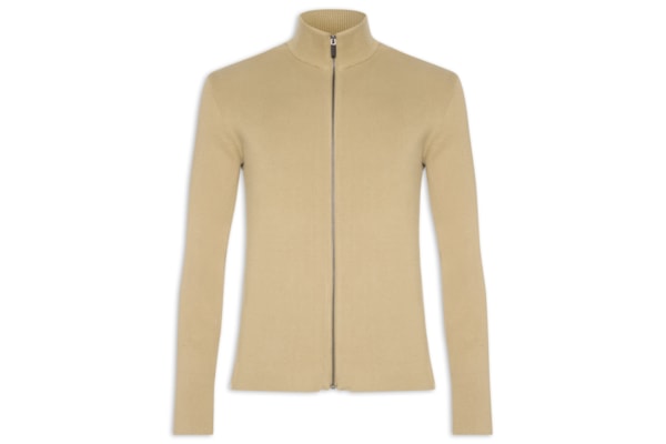 Suéter Masculino Tricot Zíper - Bege