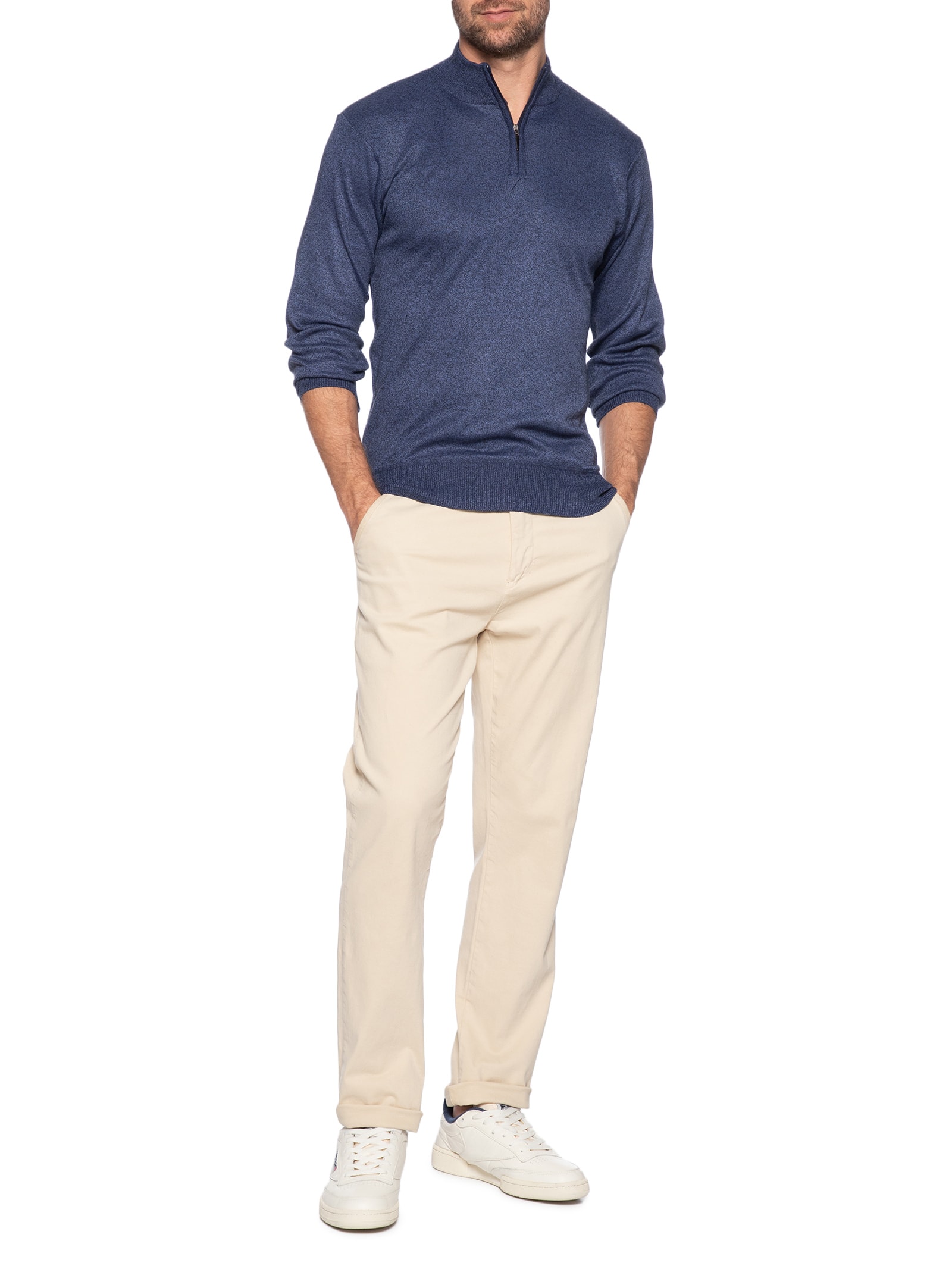 Suéter Masculino Zíper Azul '2 Essential