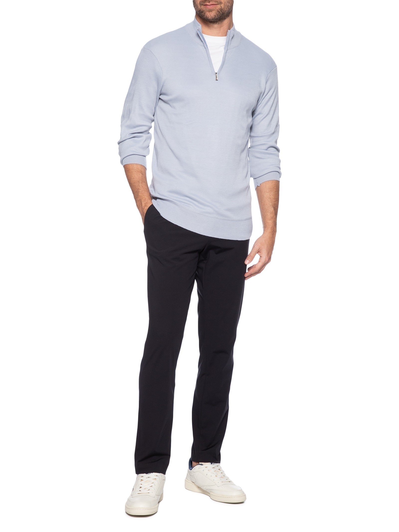 Suéter Masculino Zíper Cinza '2 Essential