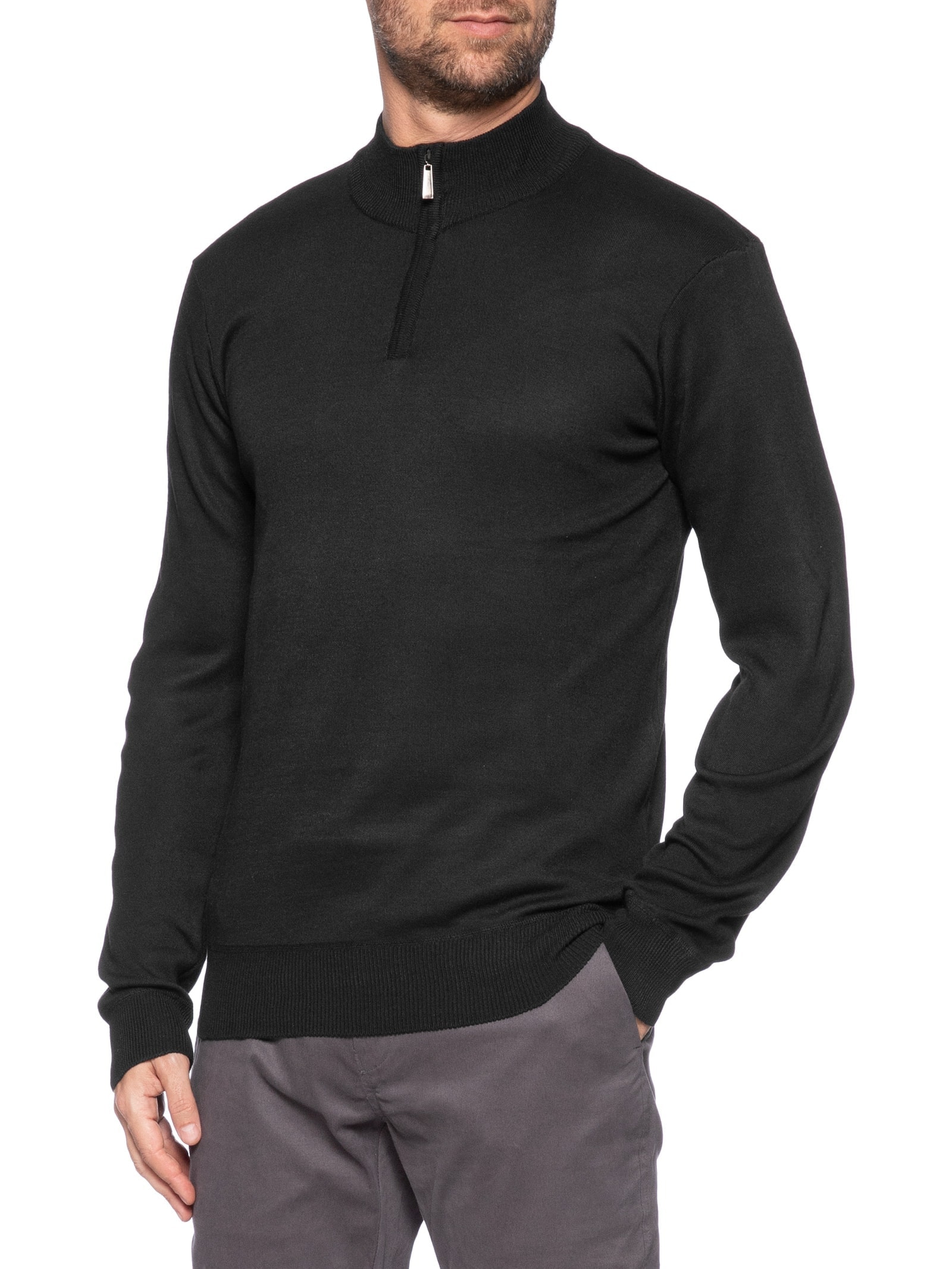 Suéter Masculino Zíper Preto '2 Essential