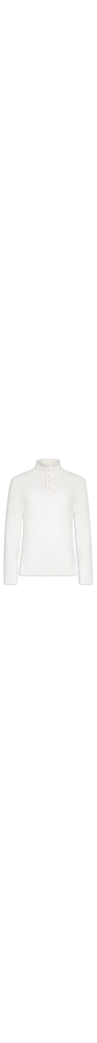 Suéter Tricot Camurça Meio Botão - Branco