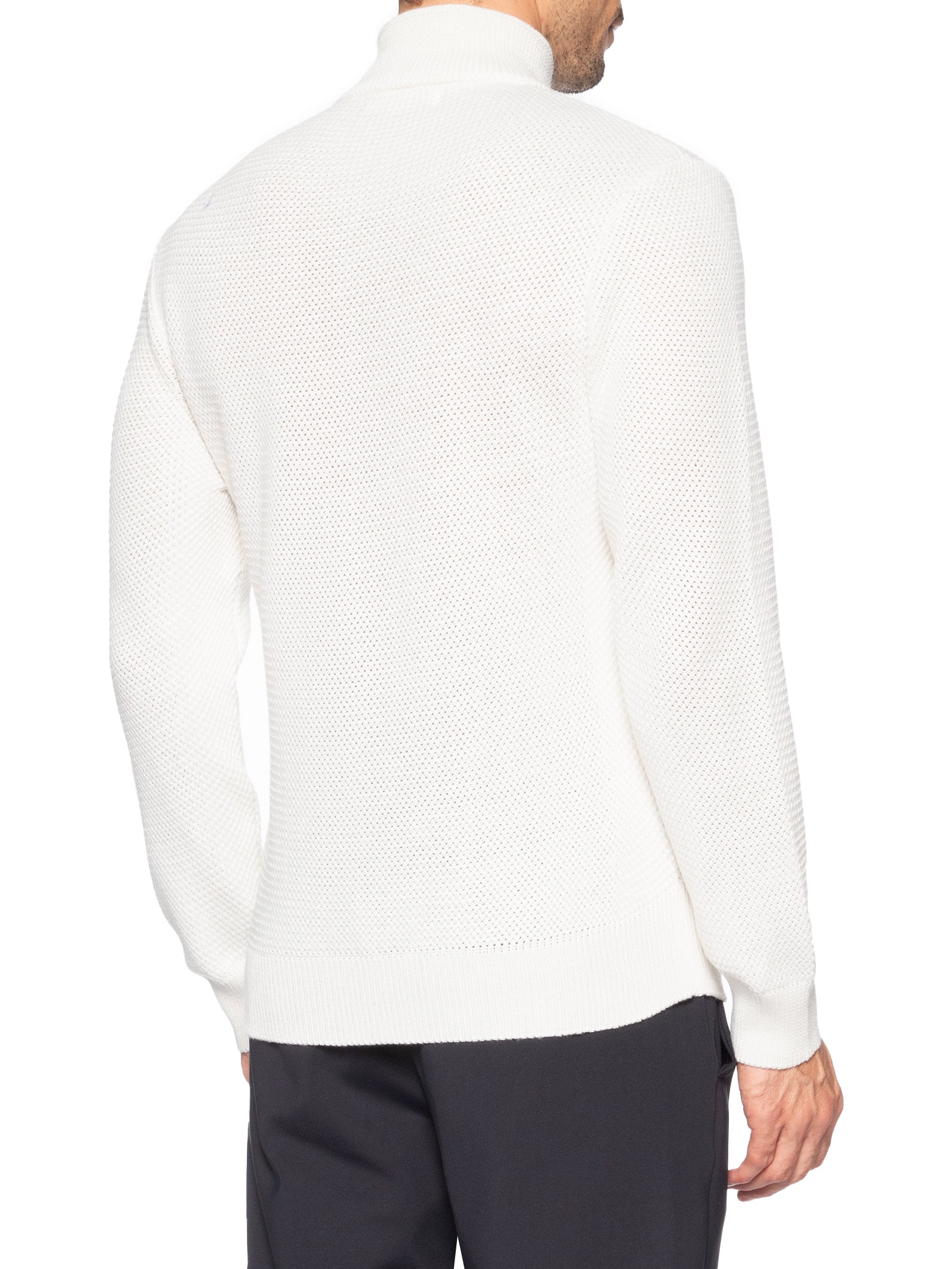 Suéter Tricot Camurça Meio Botão Branco Sergio K
