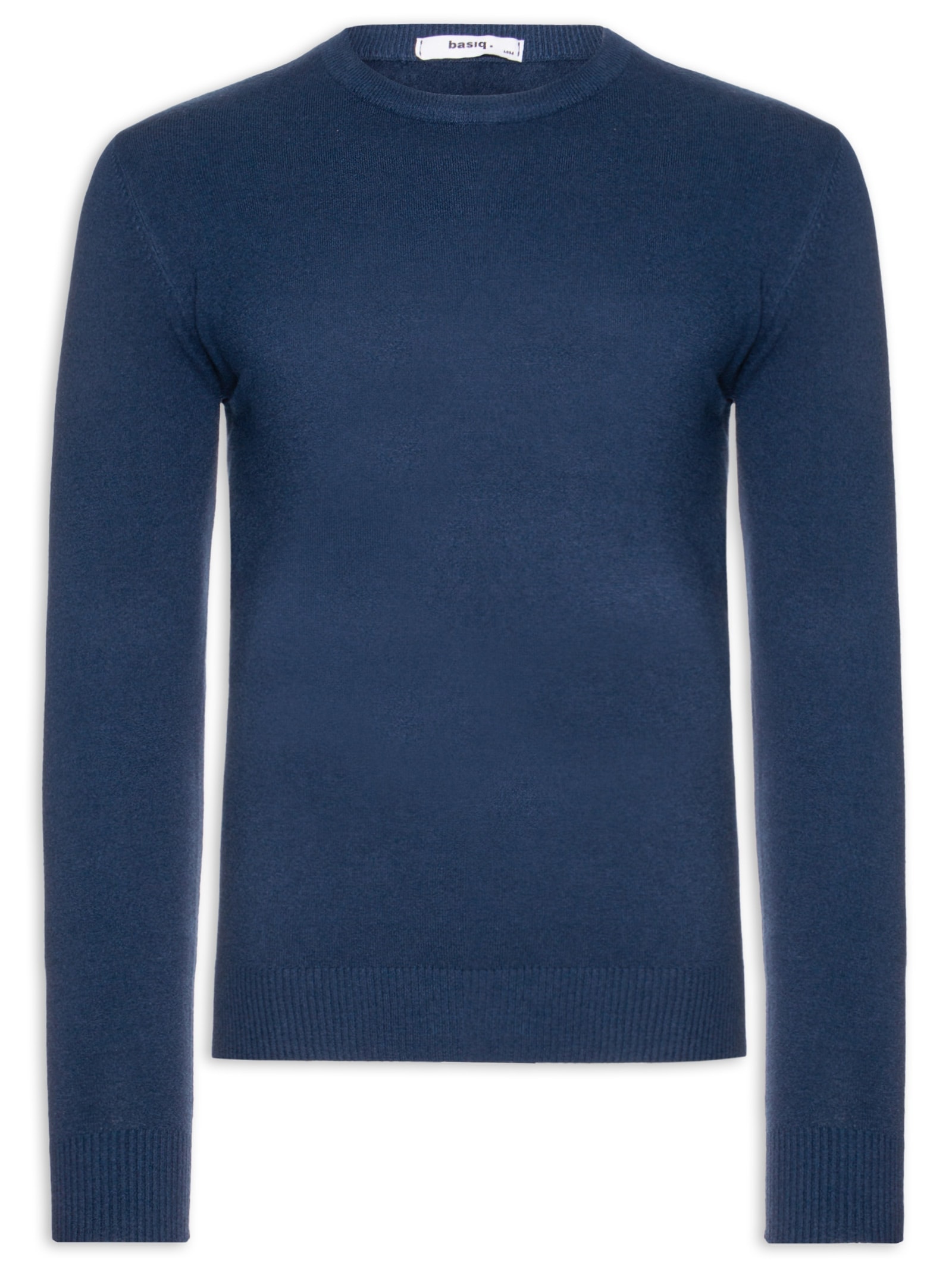 Suéter Tricot Masculino Básico Gola Redonda Azul Basiq Men