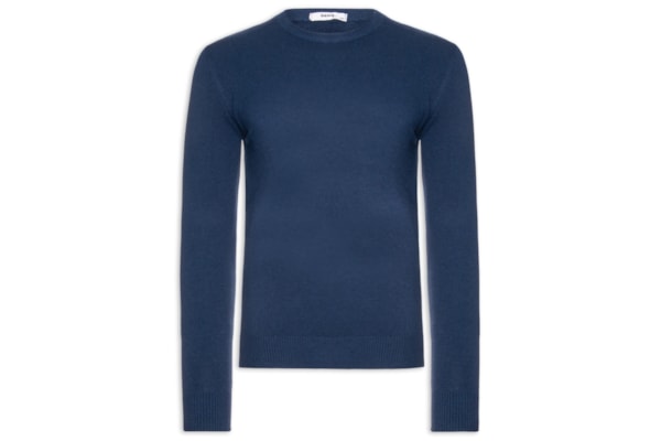 Suéter Tricot Masculino Básico Gola Redonda - Azul