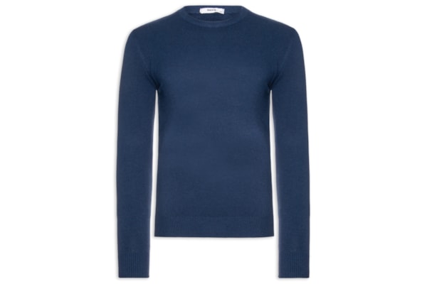 Suéter Tricot Masculino Básico Gola Redonda - Azul