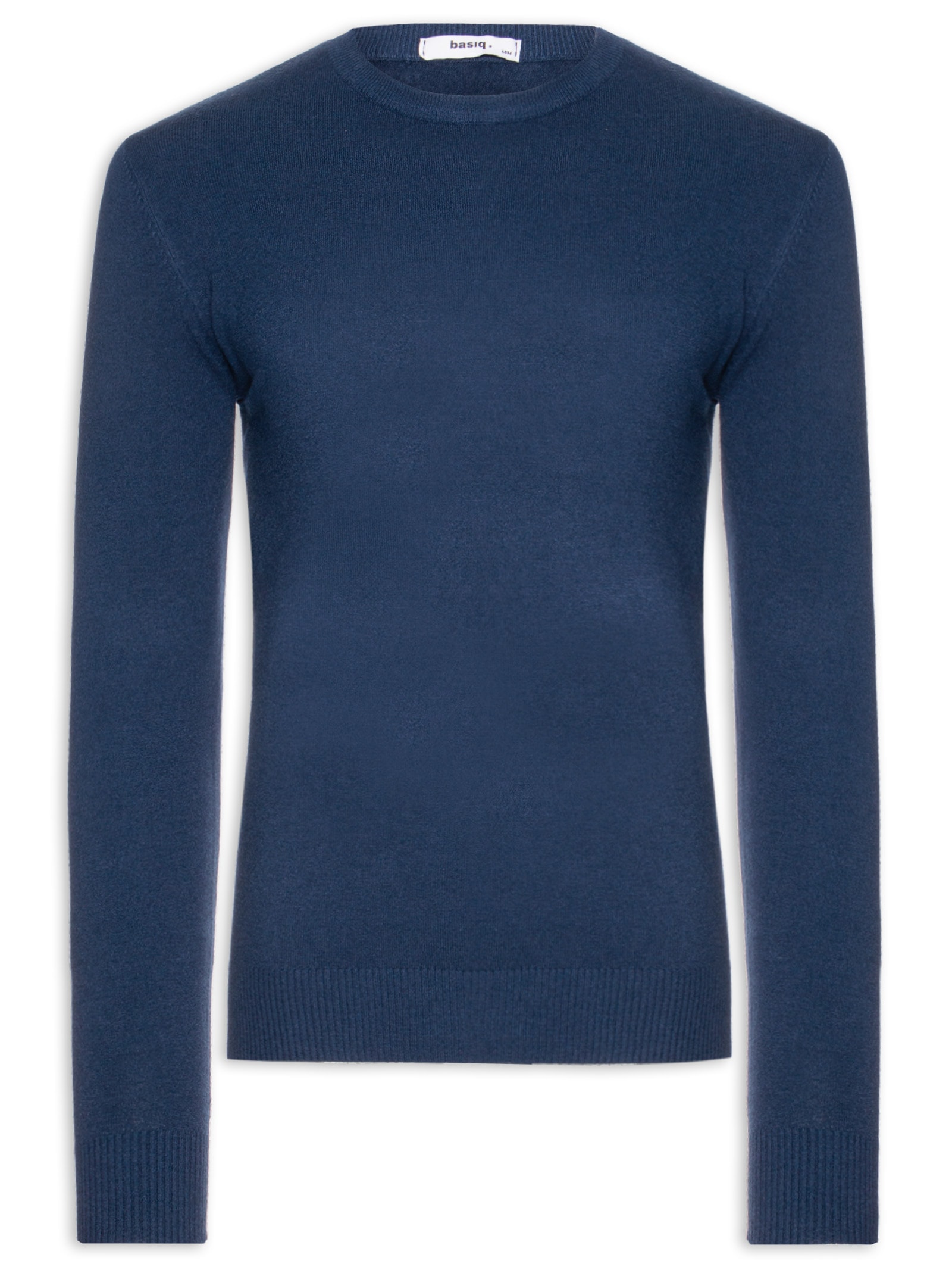 Suéter Tricot Masculino Básico Gola Redonda Azul Basiq Men