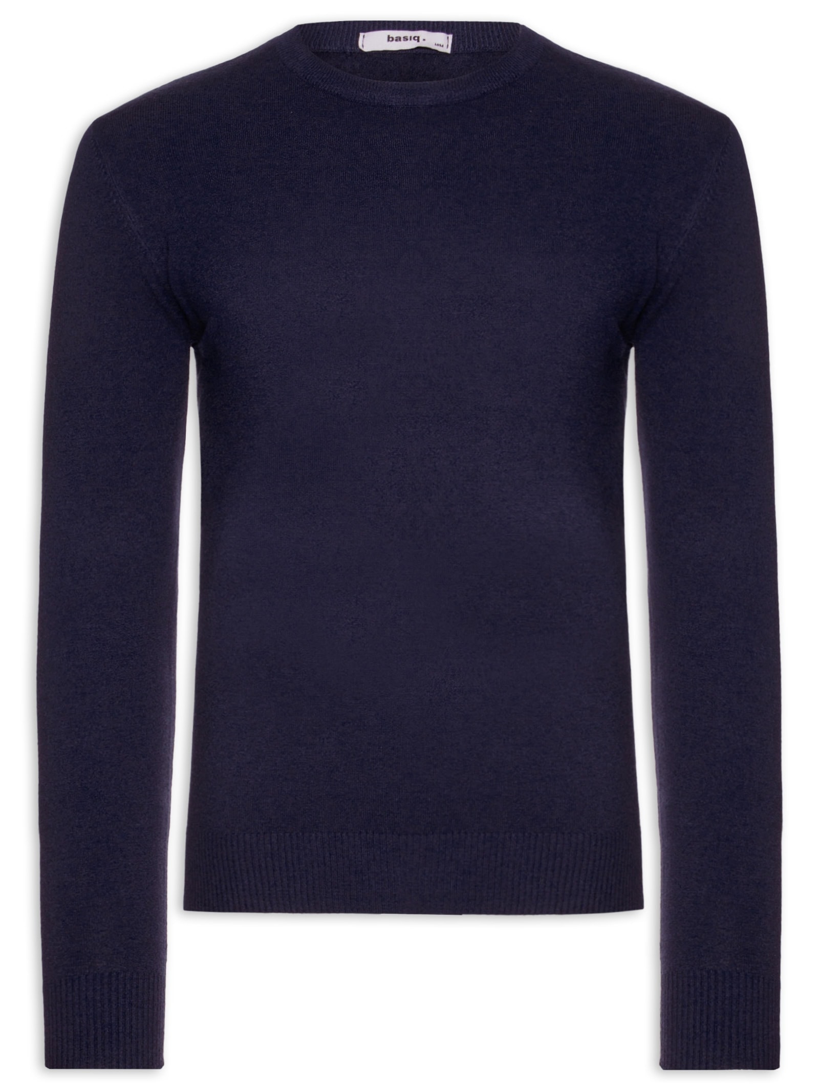 Suéter Tricot Masculino Básico Gola Redonda Azul Basiq Men