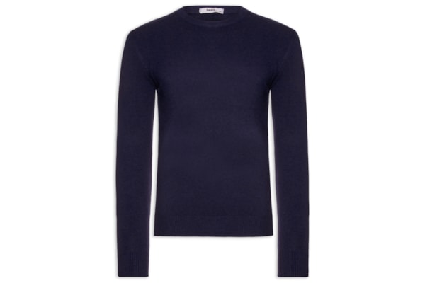 Suéter Tricot Masculino Básico Gola Redonda - Azul