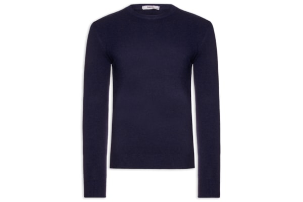 Suéter Tricot Masculino Básico Gola Redonda - Azul